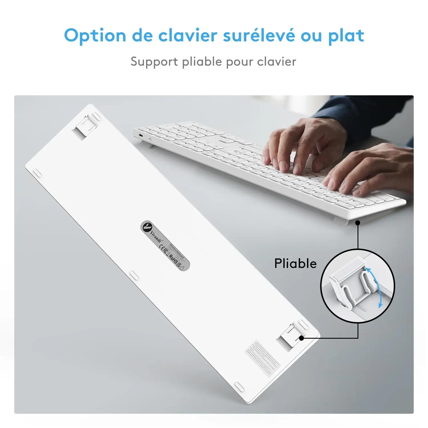 Yivandi valge Mac-ühilduv AZERTY klaviatuur – mugav äritegevuseks – pakend ja tarvikud