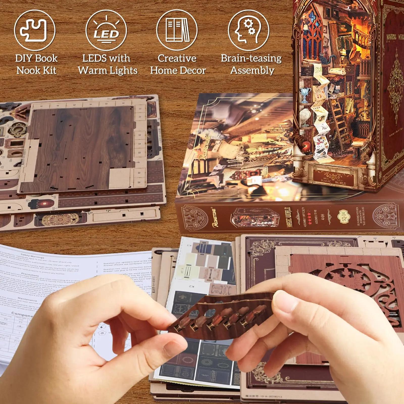 RONSTONE puidust miniatuurne Book Nook – loominguline kingitus – pilt 6