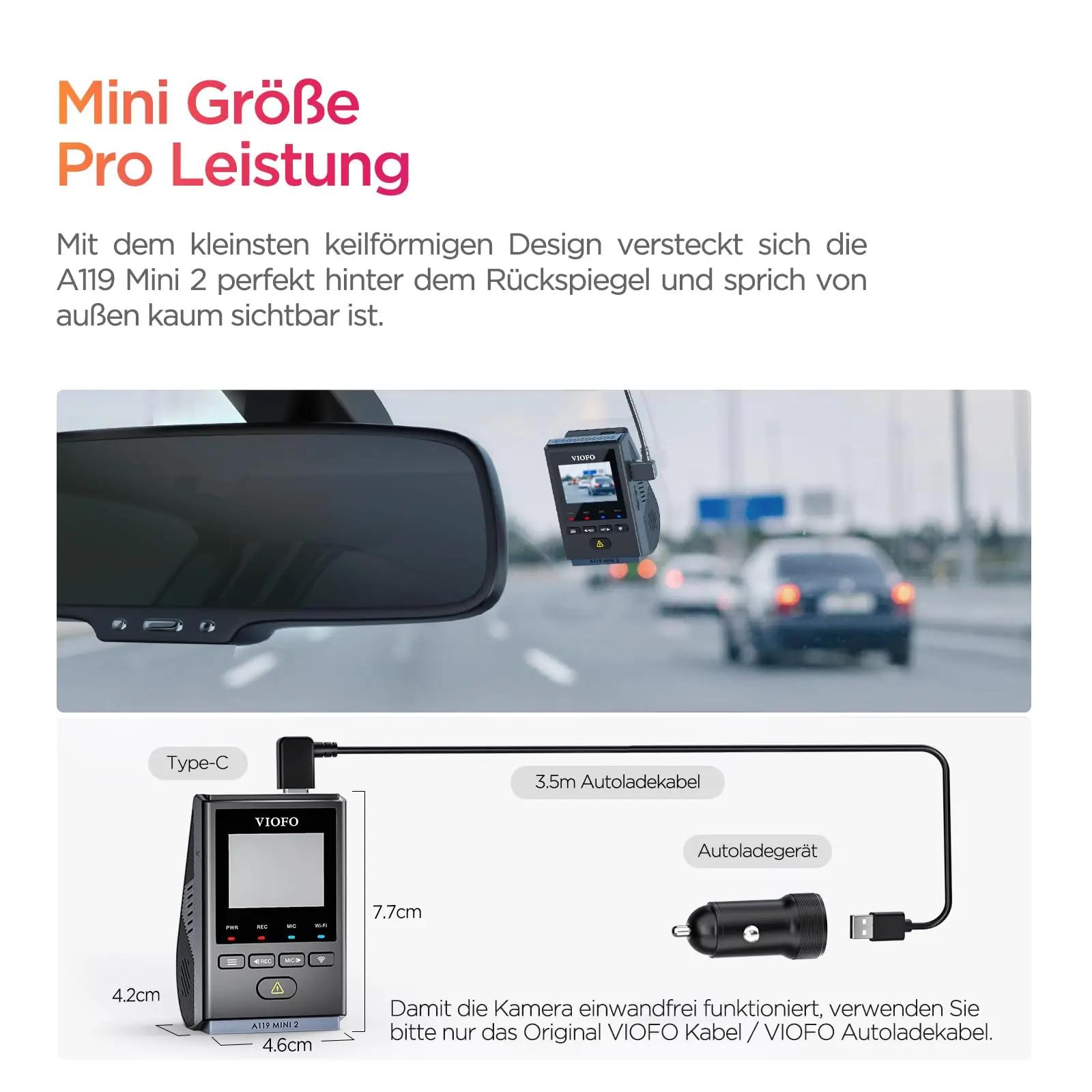 VIOFO peidetud autokaamera A119 Mini 2 — terav STARVIS öövaade – kasutusnäide