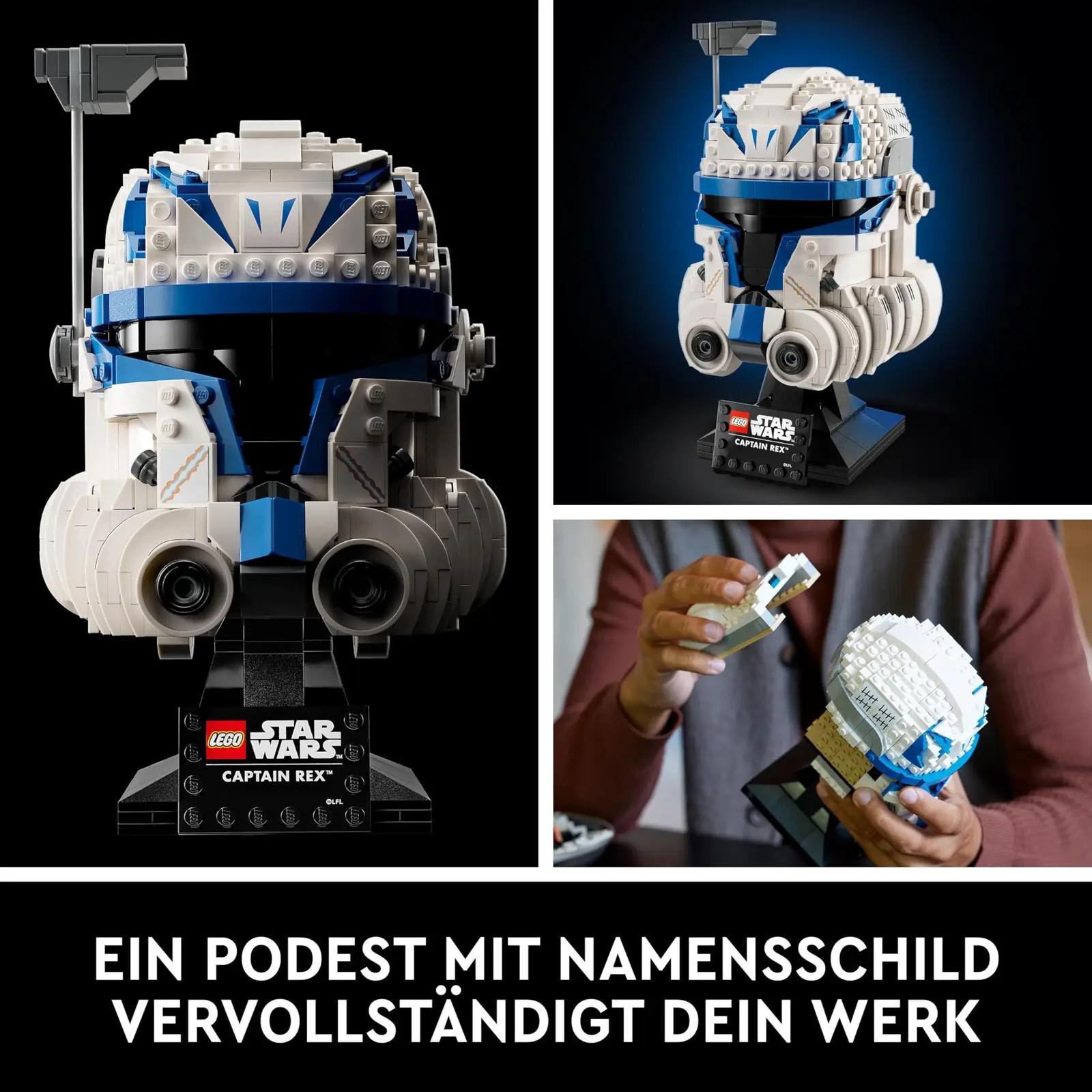 LEGO dekoratiivne Captain Rex kiivri mudel – kollektsiooni ese – kasutusnäide