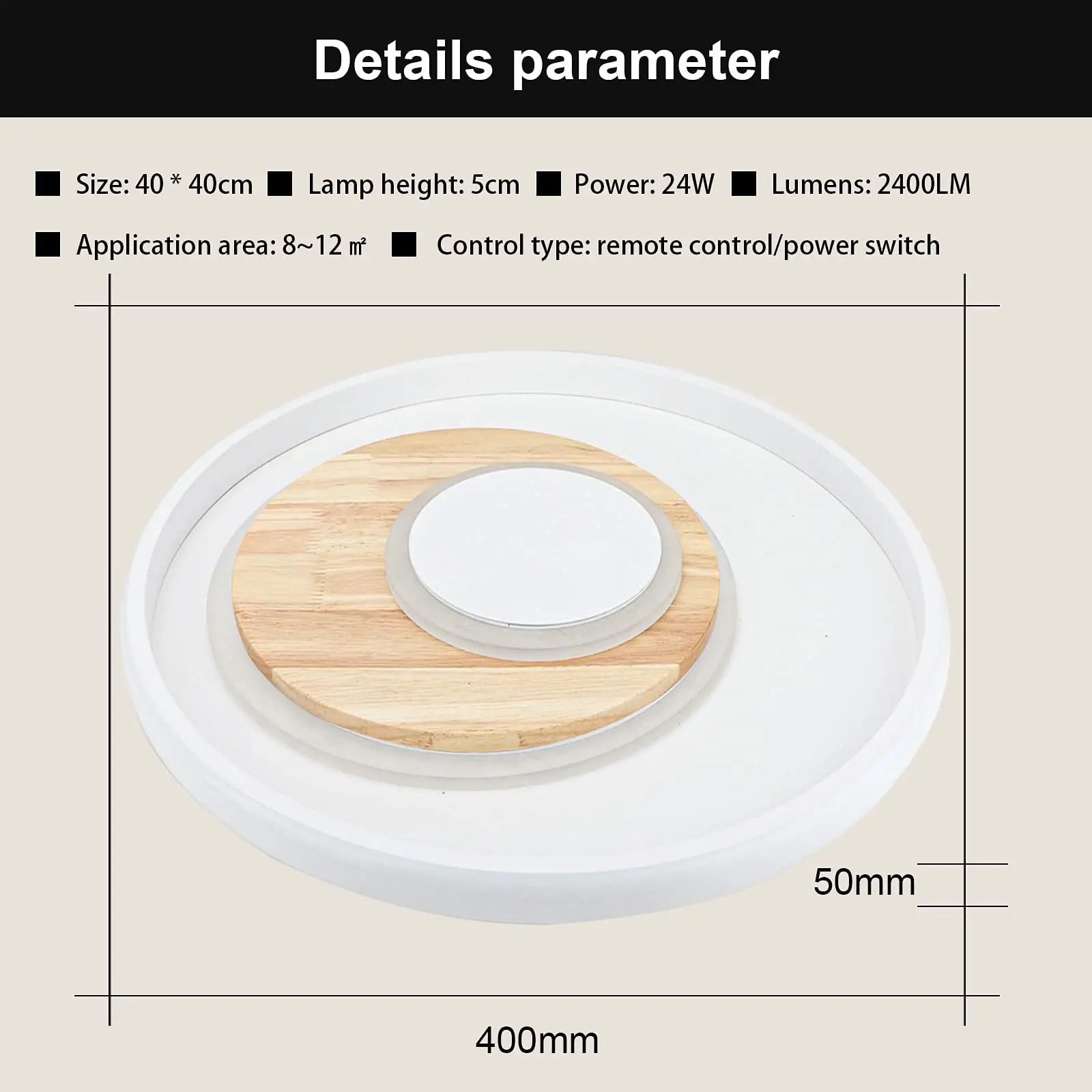 BLMYL puidust LED laelamp 40 cm dimmitav 24W – pilt 6