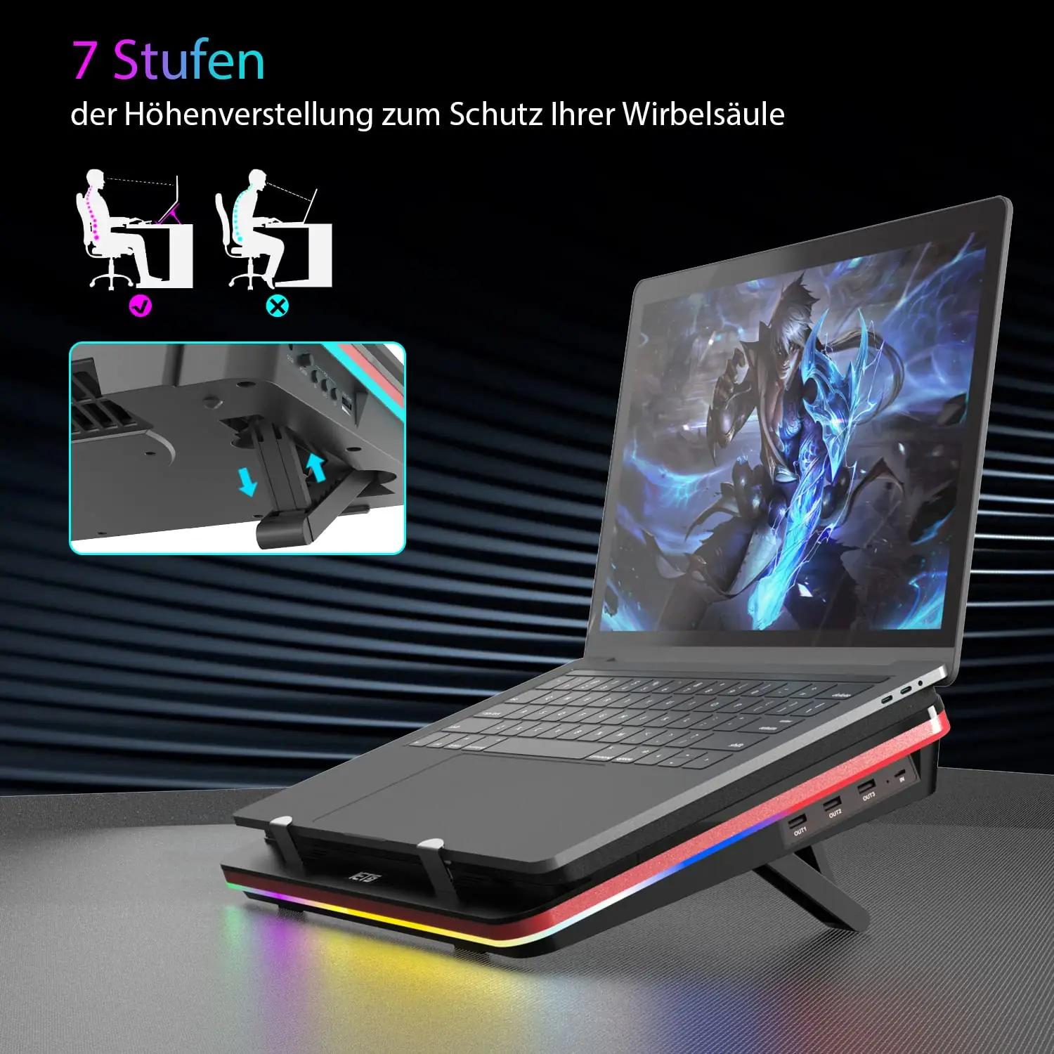 IETS jahutuspadja RGB-mesh materjal 13–17,3″ sülearvutile – lisavaade