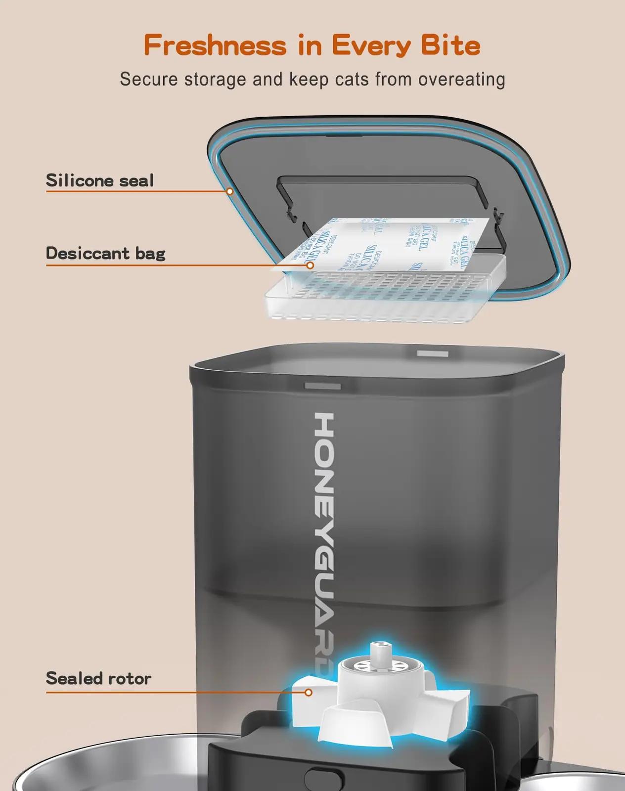 honeyguaridan automaatne kassisöötja 3,5L – kasutusnäide