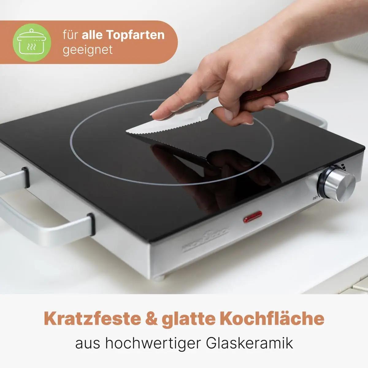 Profi Cook klaas-keramika üksikupliit — energiasäästlik 2000W – pakend ja tarvikud