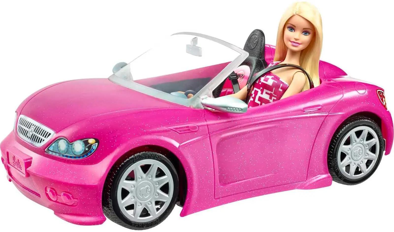 Barbie roosa nukuke ja kabrioga — sädelev mänguauto kingituseks