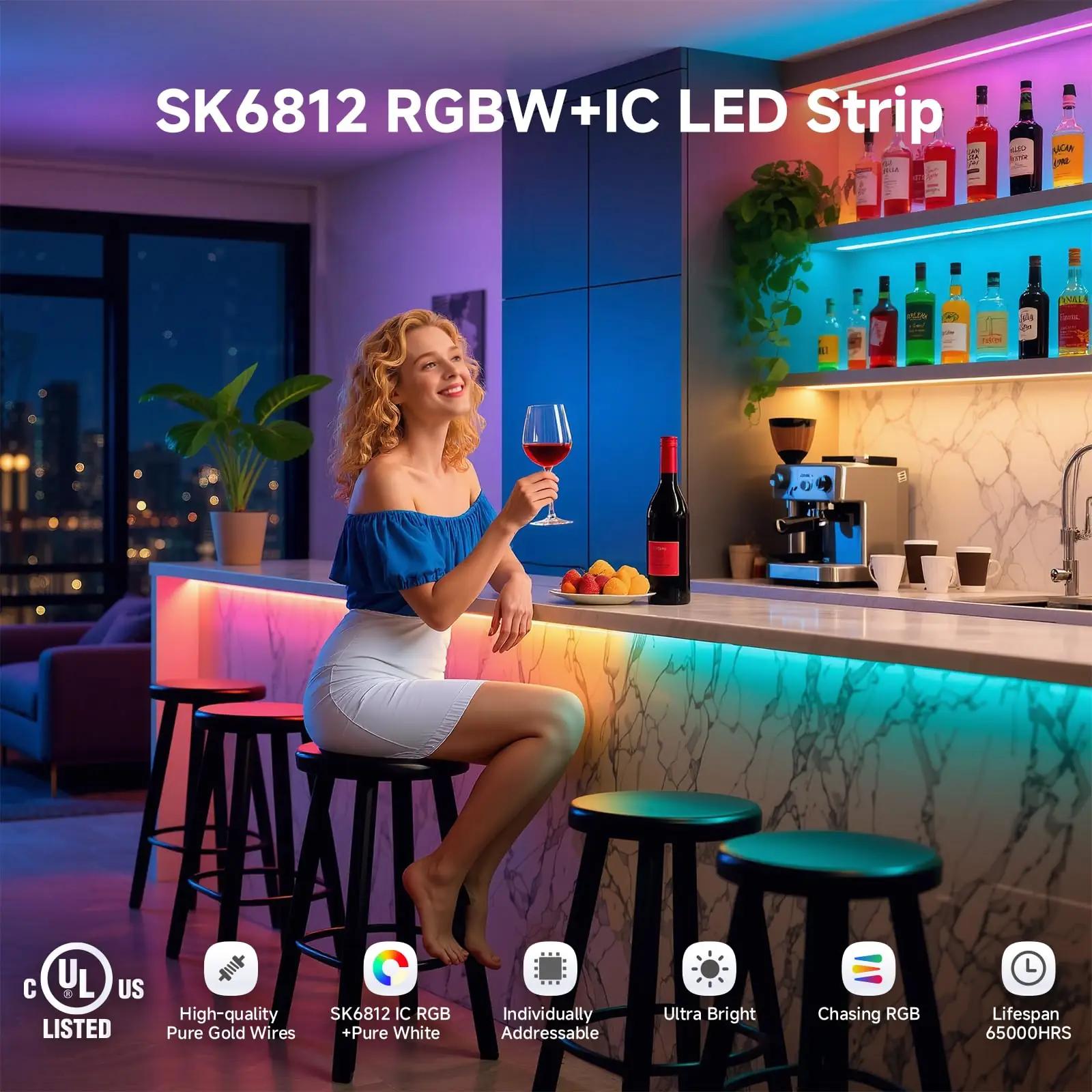 BTF-LIGHTING värvikas LED-riba 5m — naturaalne valge ja RGBW – pilt 7