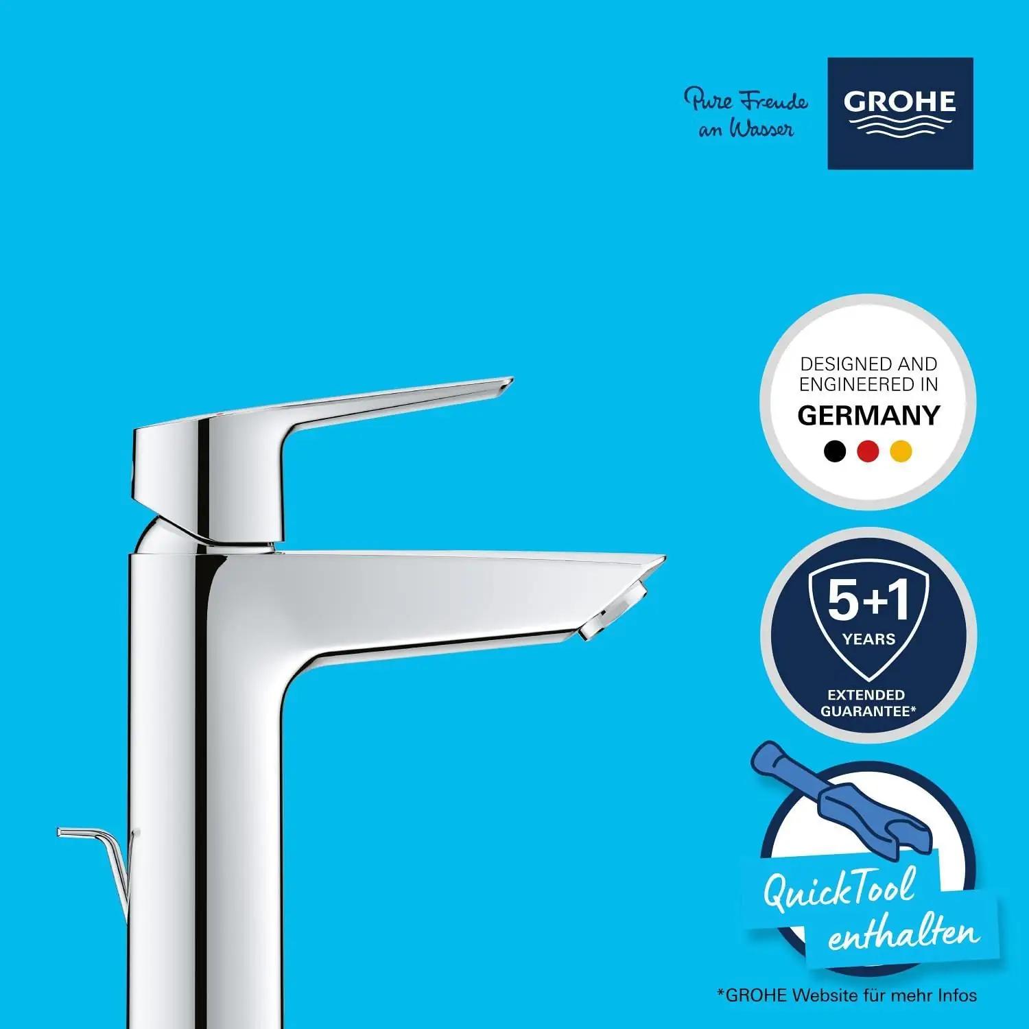 GROHE Start kroomitud vannitoa segisti — veesäästlik valik – pakend ja tarvikud