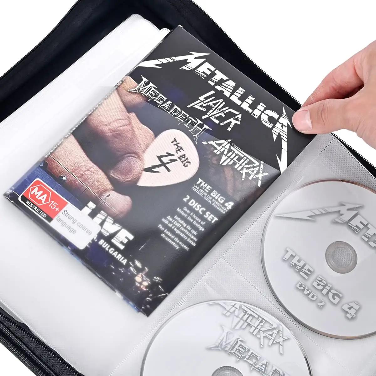 LIOVODE vastupidav nylon DVD-kott 200 DVD ja 100 bookletiga – pakend ja tarvikud