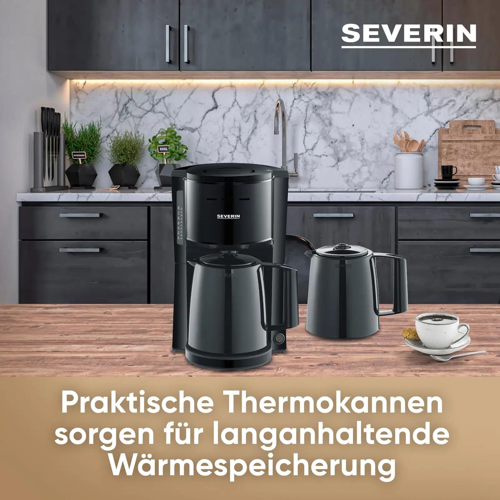 SEVERIN filterkohvimasin kahe isoteekannuga – pakend ja tarvikud