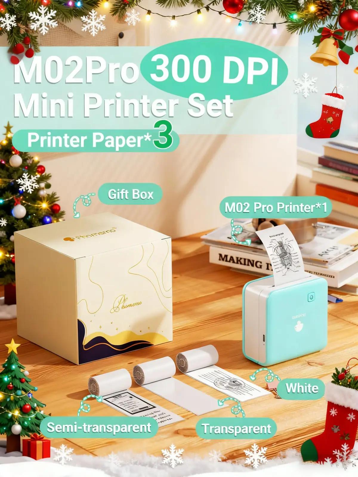 Phomemo M02PRO-GREEN-3SET kaasaskantavad termoprinterid – detailne lähivaade