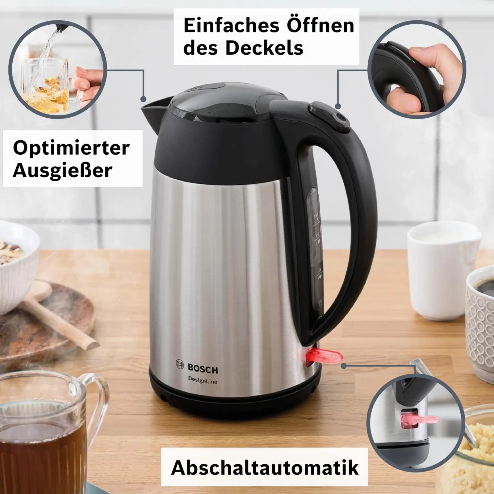 Bosch roostevabast terasest veekeetja – DesignLine 1,7 l – detailne vaade