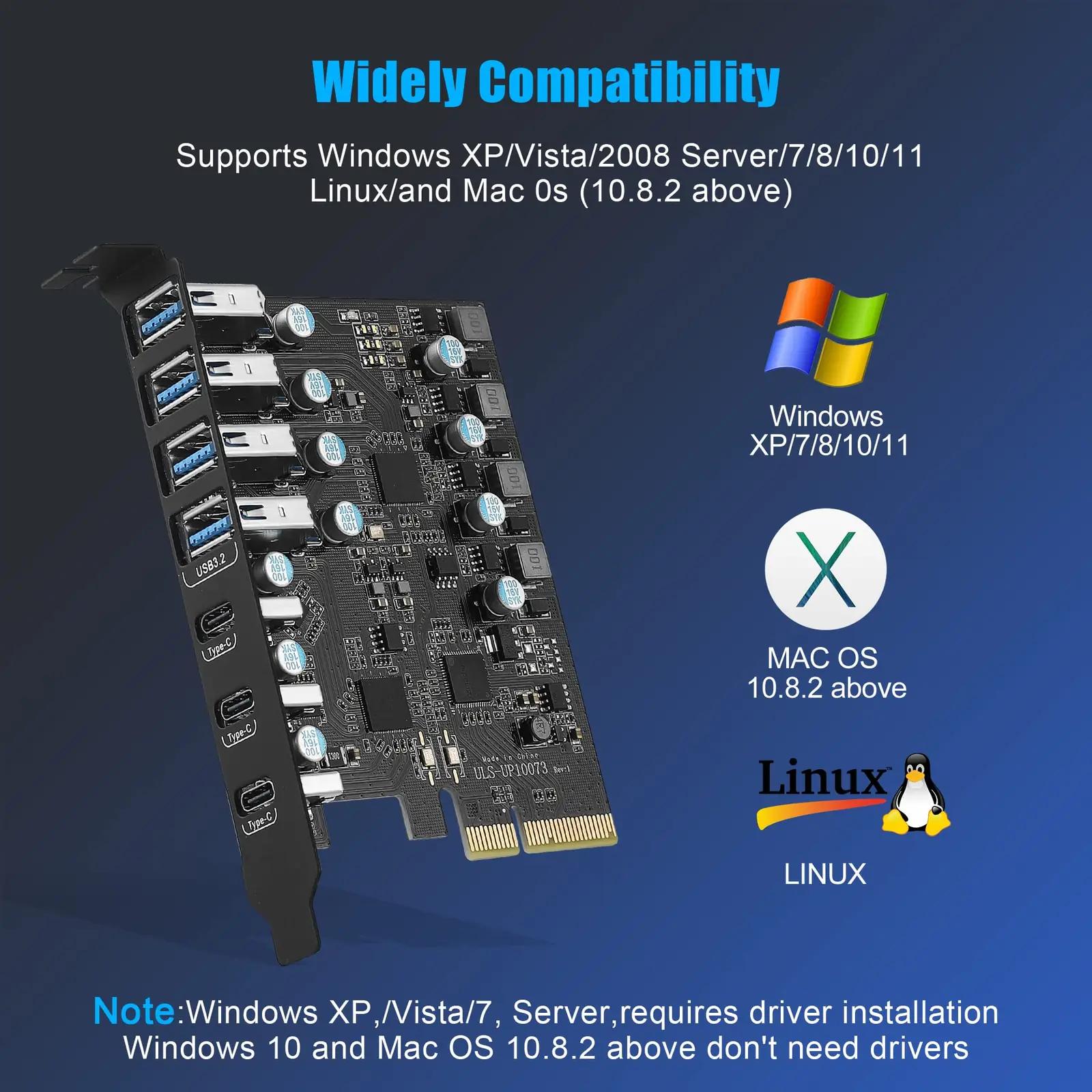 FARBOKO sisemine PCIe USB 3.2 kaart — kiire 7-portne lahendus – lisavaade