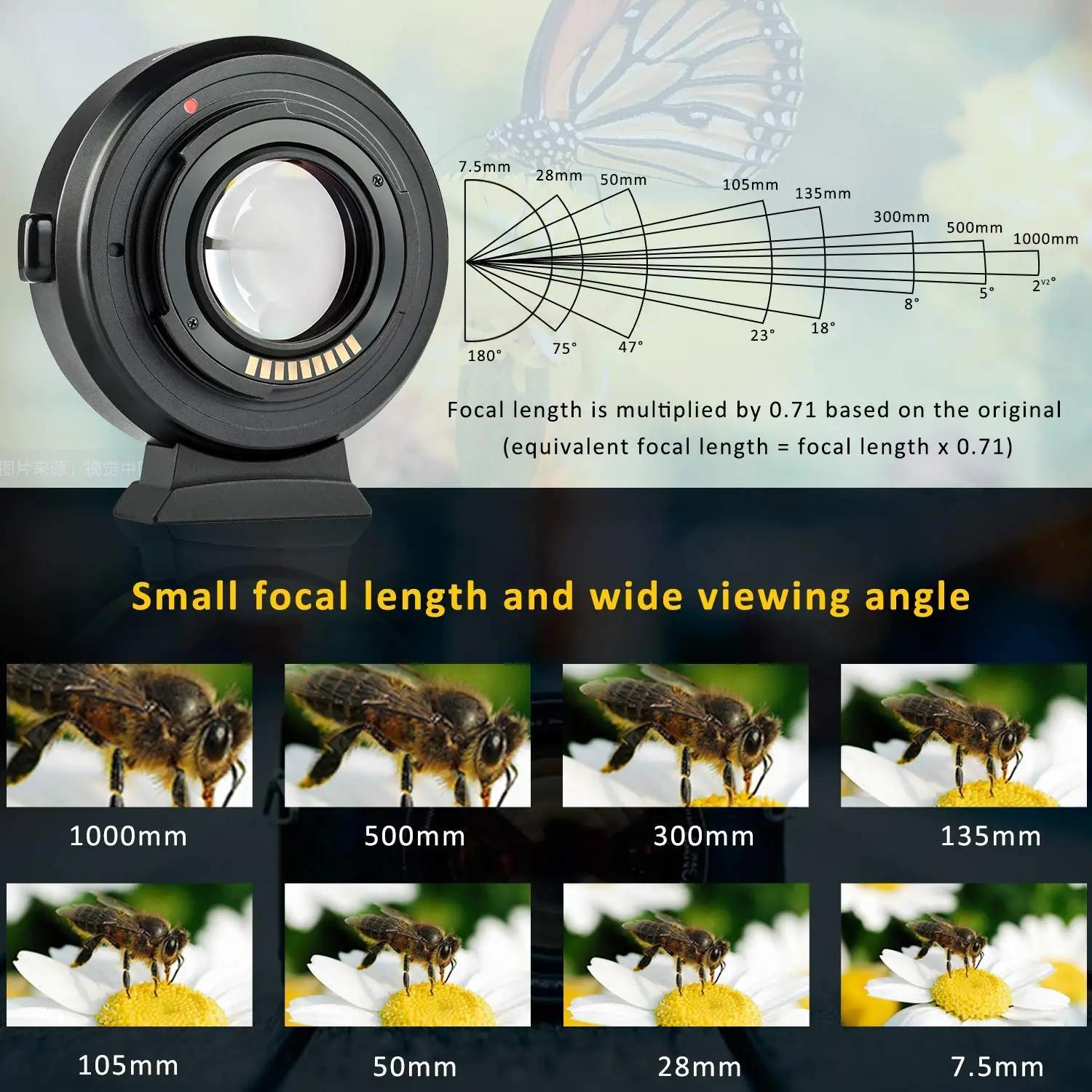 EBYPHAN metallist adapter EF-EOS M2 – Speed‑Booster 0.71x – detailne vaade
