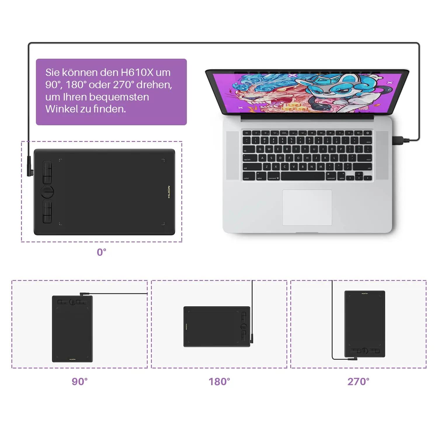 HUION graafikalaud H610X mugav joonistamiseks ja õppimiseks – detailne vaade