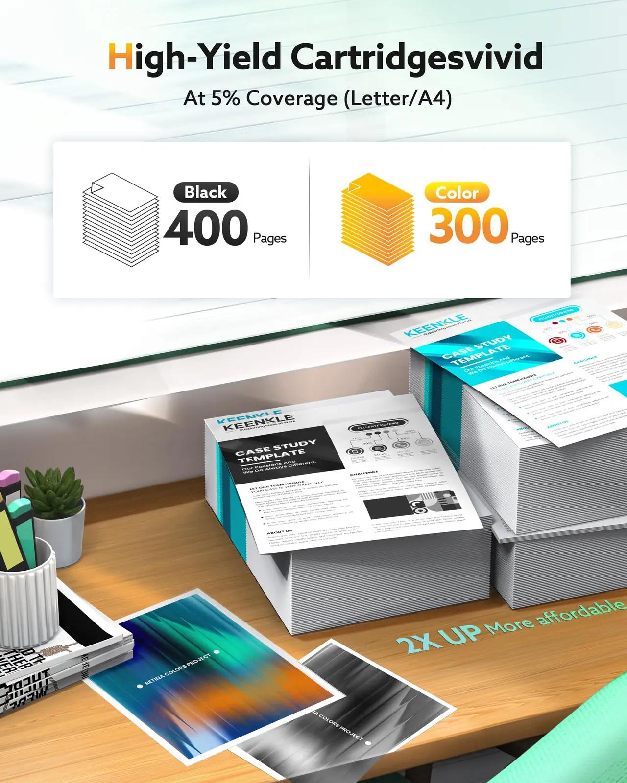 KEENKLE tintpatrone multipakk — suurmahuline must ja värv – pakend ja tarvikud