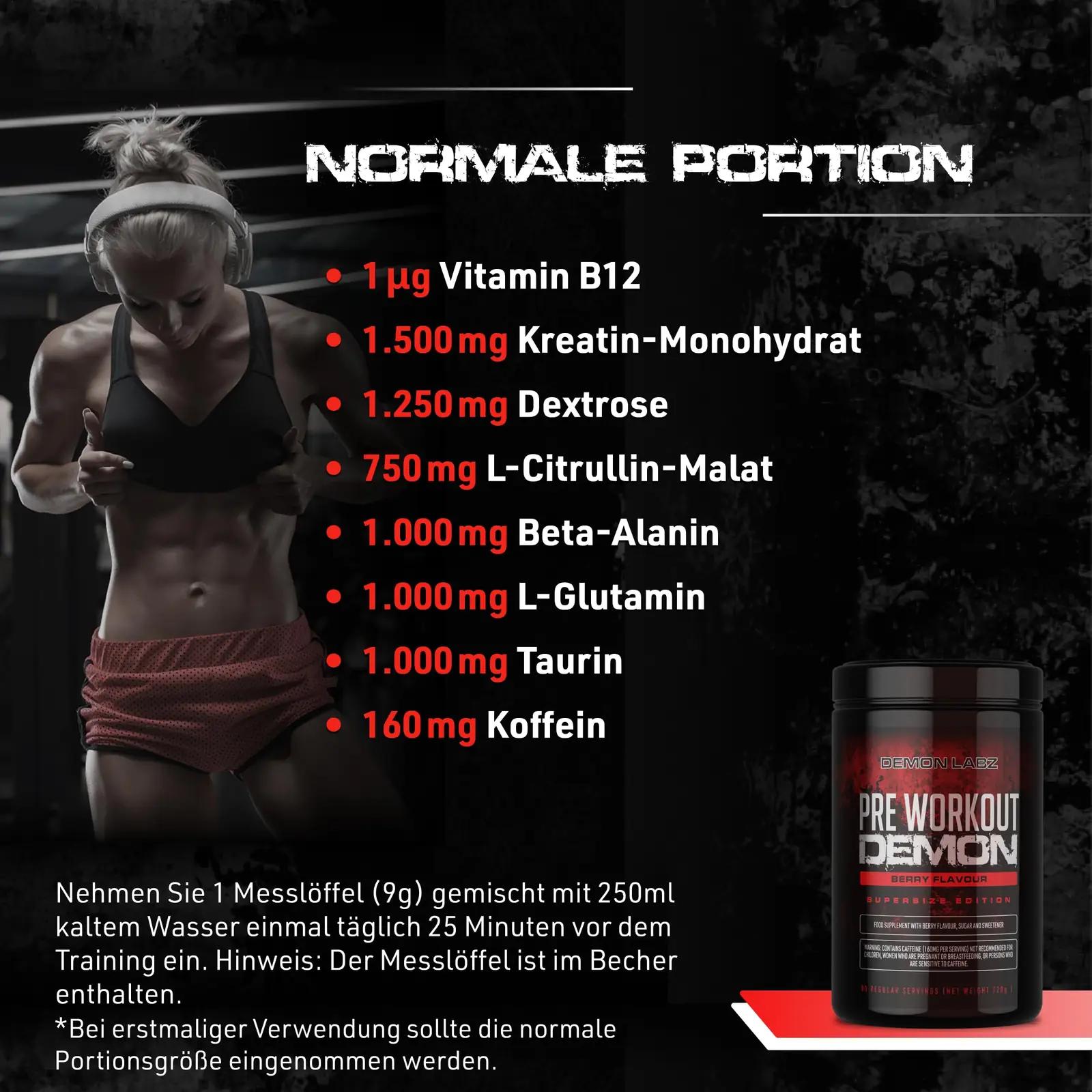 DEMON LABZ pre-workout pulber – tugev energia ja lihastugi – pakend ja tarvikud