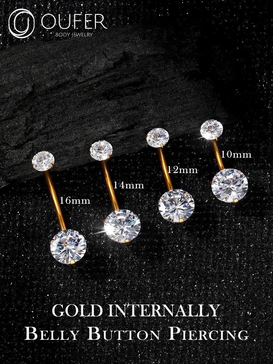 OUFER Body Piercing TNV015 16mm nabapiercingid – detailne lähivaade