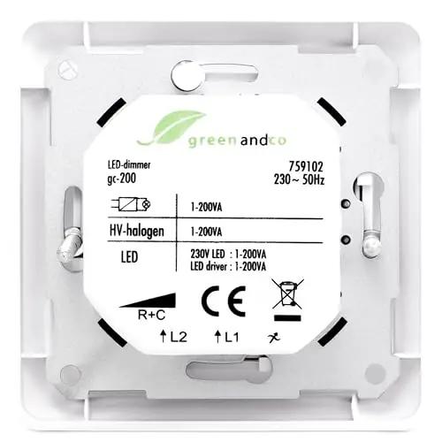 greenandco seinasisene dimmer gc-200 — 2tk valge plastik – pakend ja tarvikud