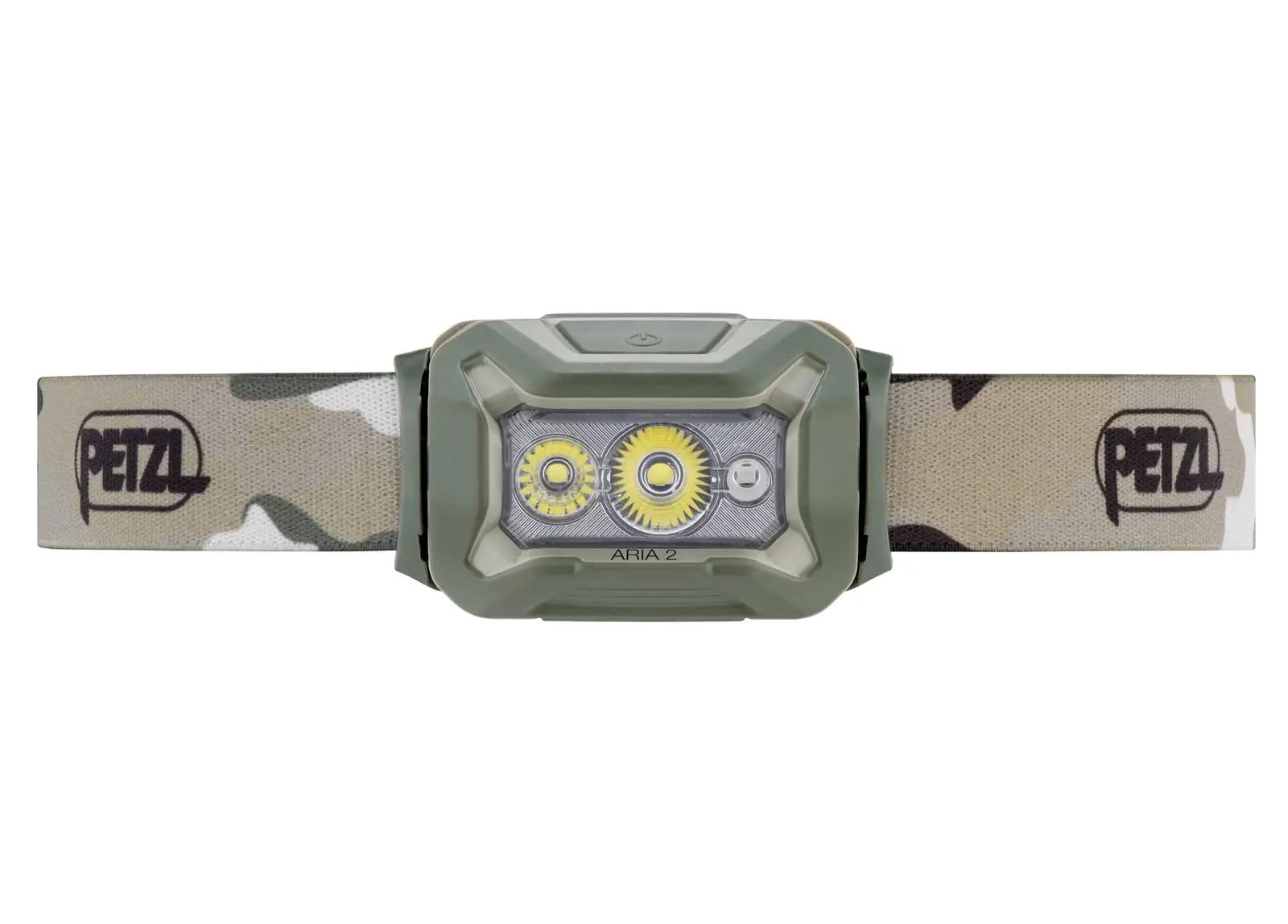 PETZL ARIA 2 Camo pealamp — kerge ja veekindel matkalamp – detailne vaade
