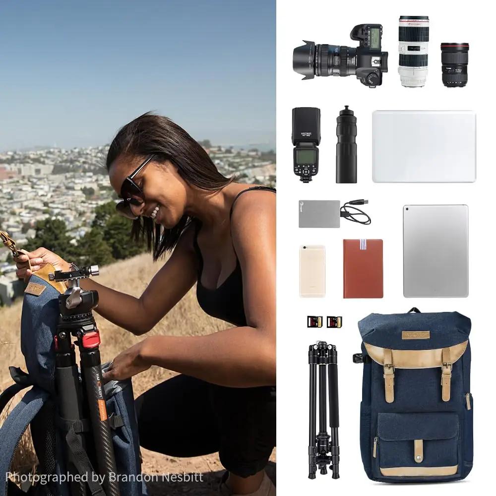 K&F CONCEPT veekindel 20L rolltop fotokott — vastupidav materjal – kasutusnäide
