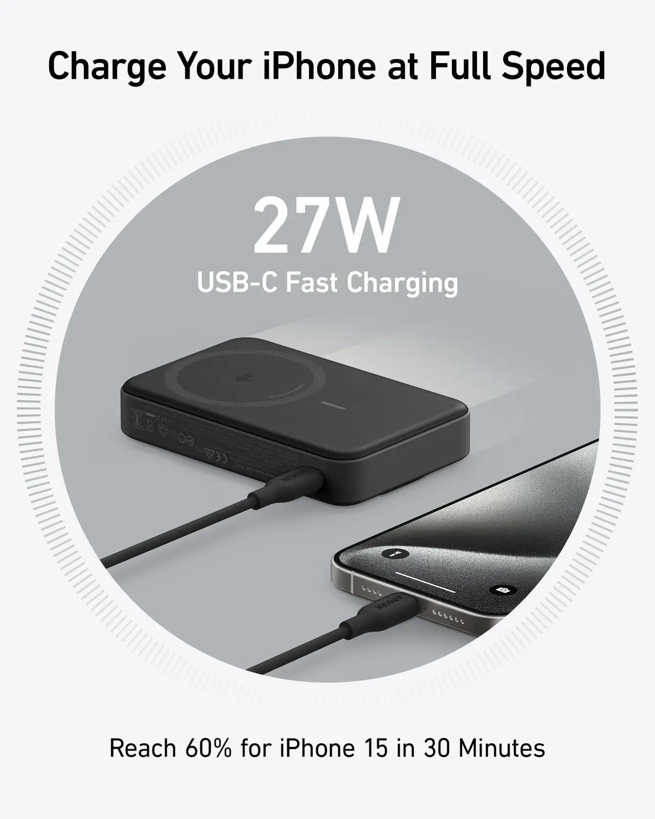 Anker magnetiline MagGo powerbank 10 000 mAh – kiire laadimine – lisavaade