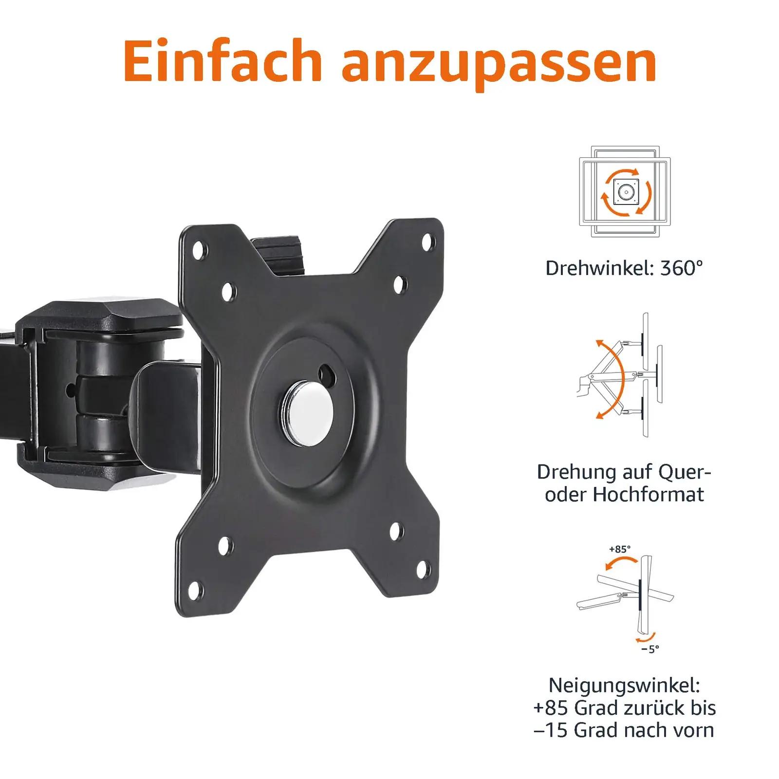 Amazon Basics tugev terasest monitorijalus — kõrguse – pakend ja tarvikud