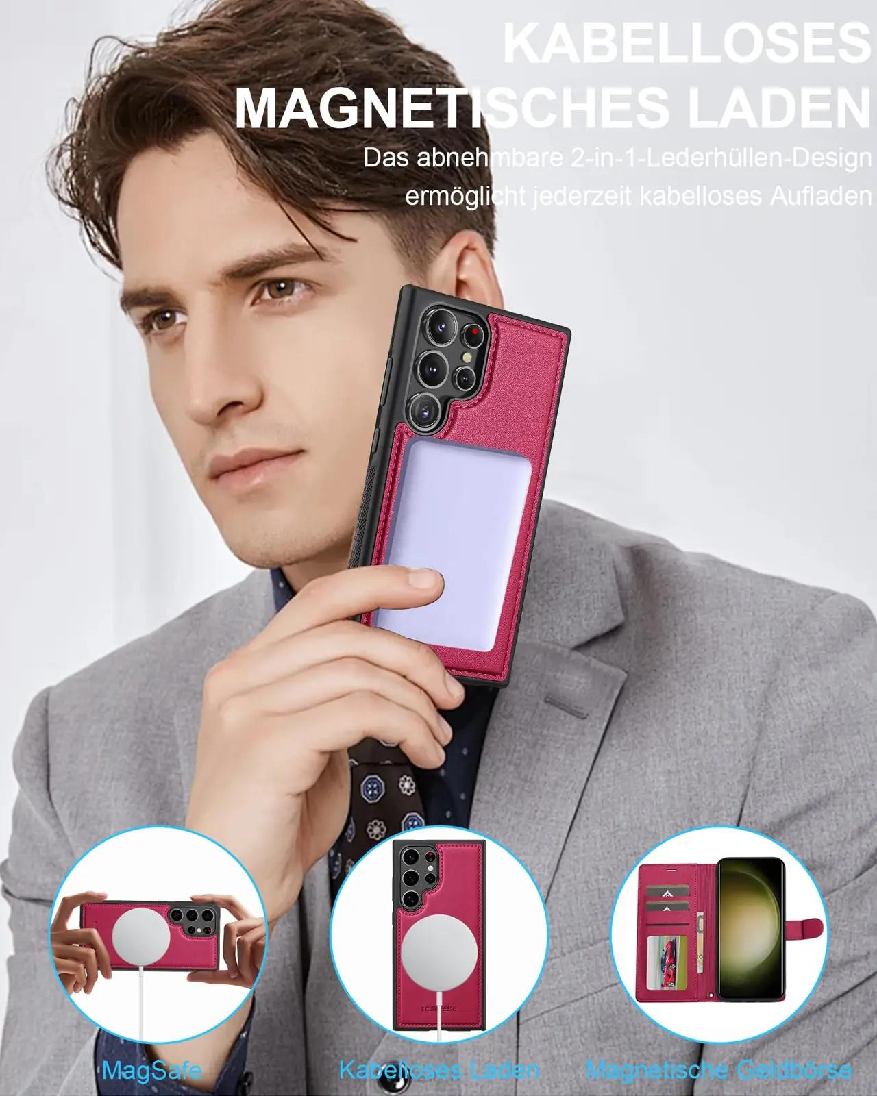 Ailicici nahkkaitse Galaxy S23 Ultra – magnetiline 2‑in‑1 – lisavaade