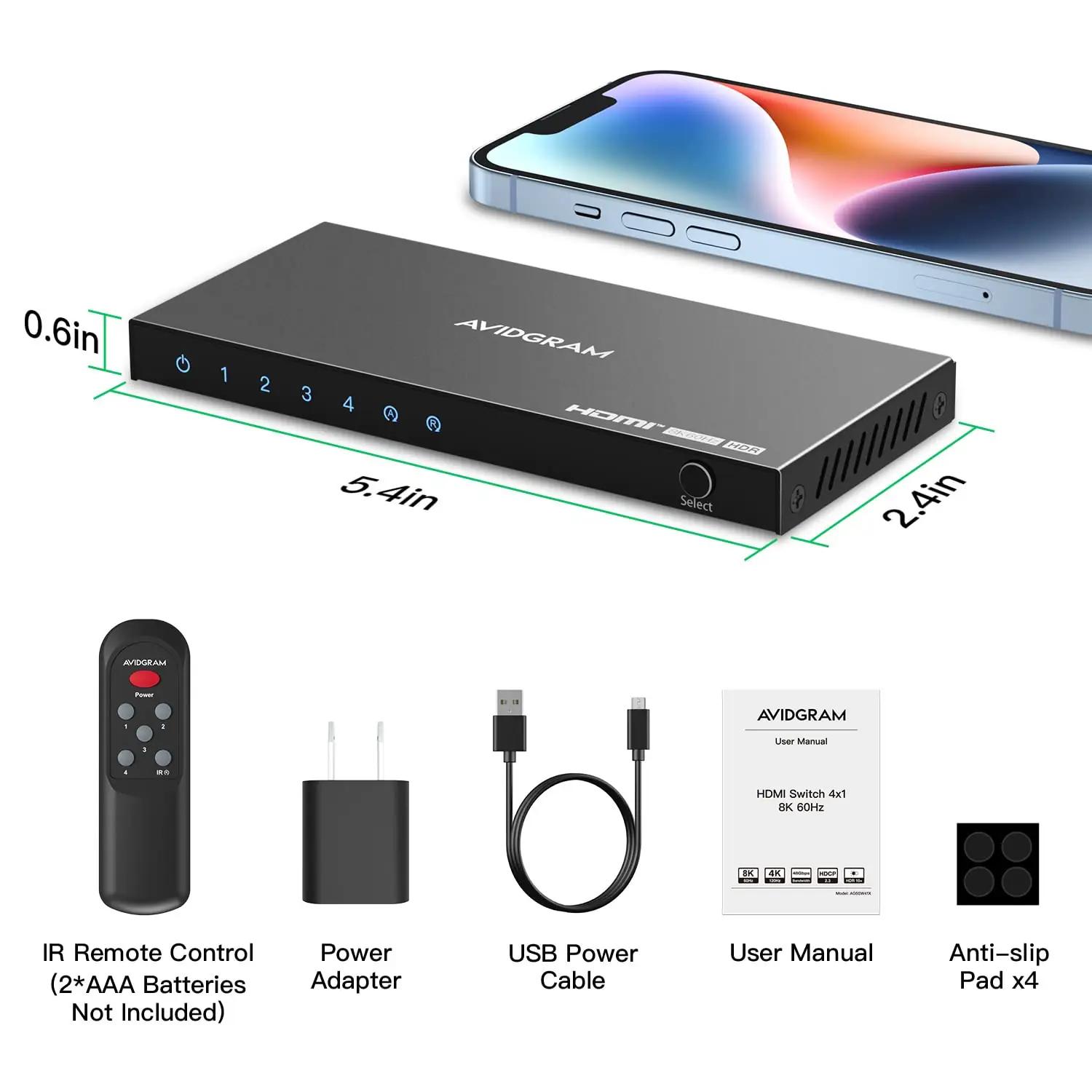 AVIDGRAM HDMI 2.1 lüliti — 4×1 8K/4K mängu- ja kodukino lahendus – pilt 7