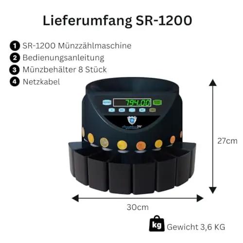Securina24 mündilugeja SR1200BBB — kiire ja täpne rahaarvestus – pakend ja tarvikud