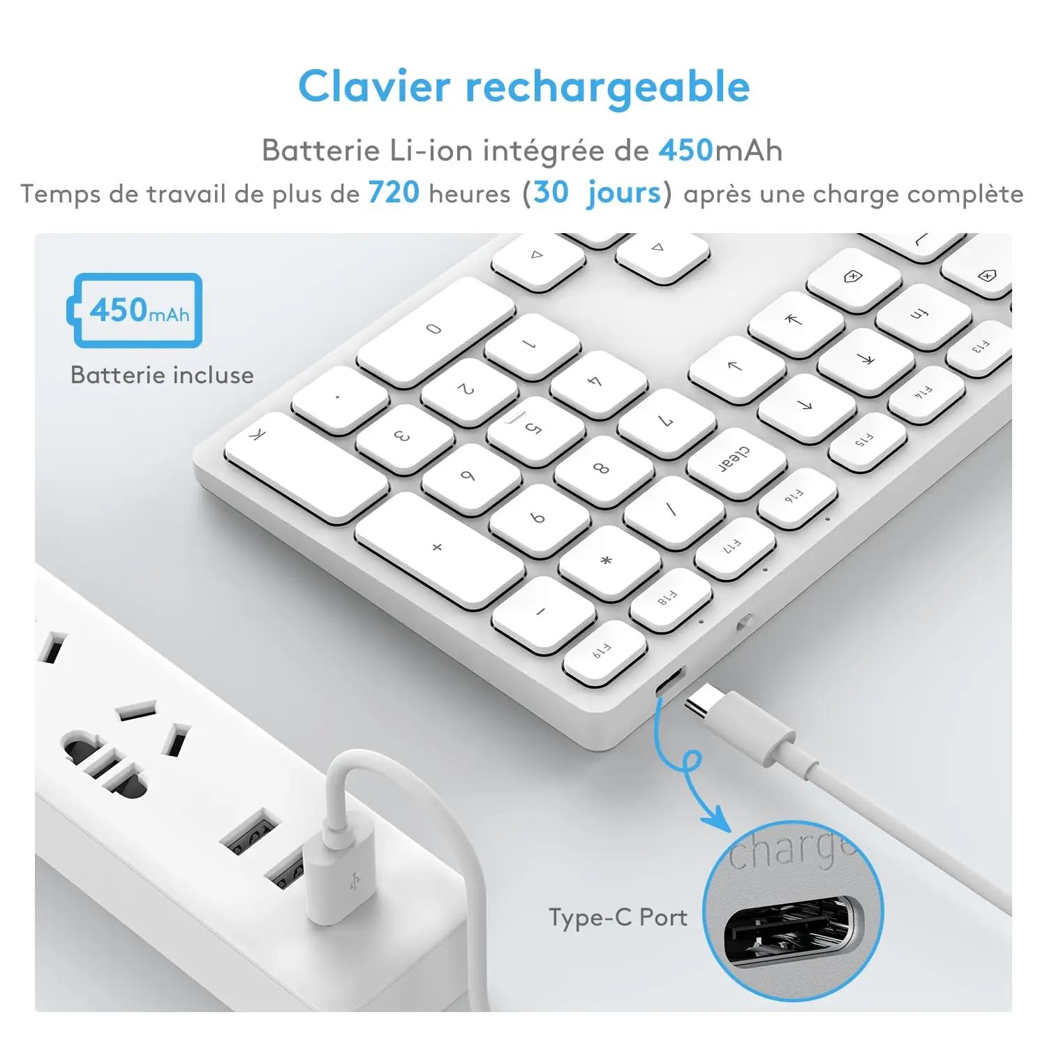 Yivandi valge Mac-ühilduv AZERTY klaviatuur – mugav äritegevuseks – lisavaade