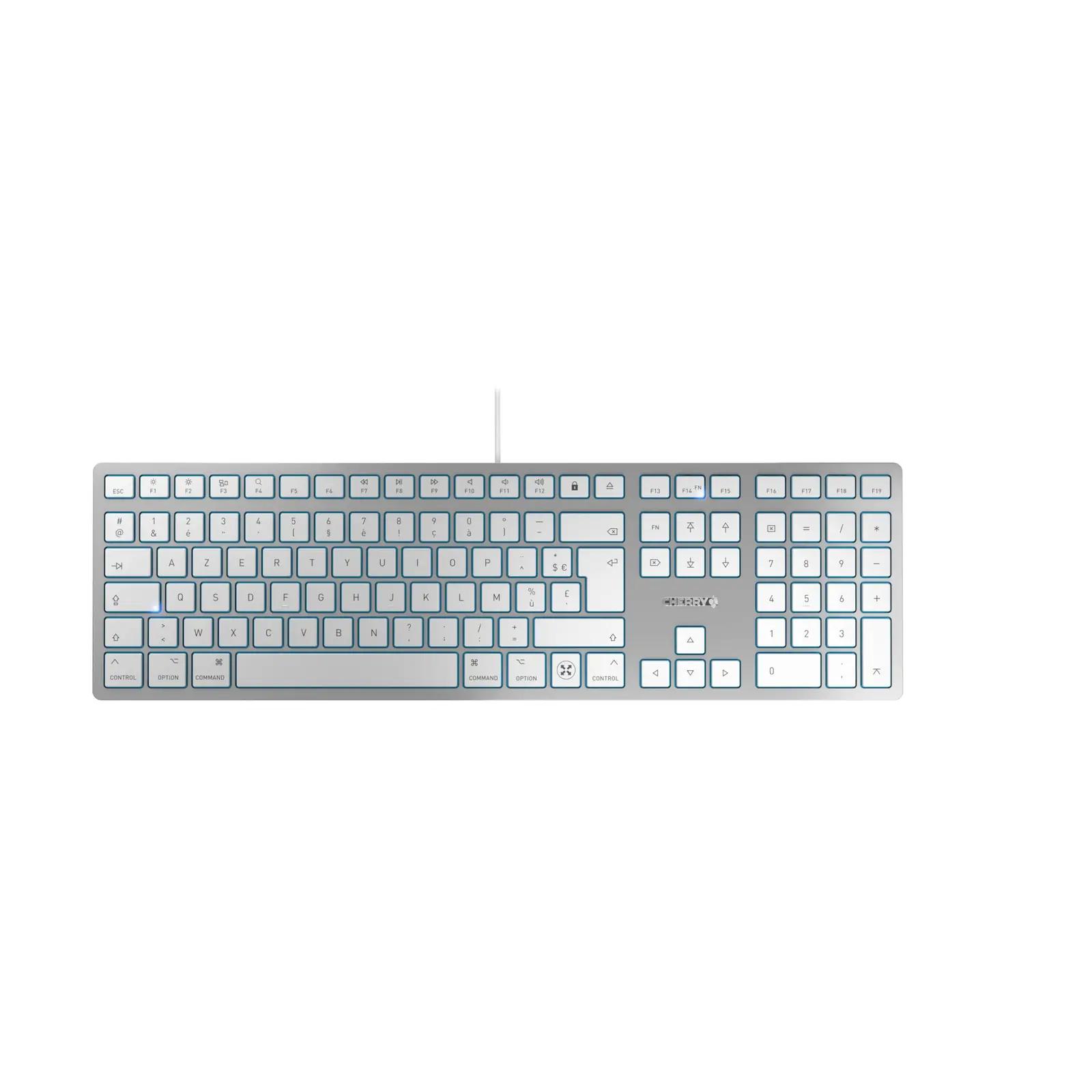 CHERRY stiilne USB-C Mac-klahvistik AZERTY – vaikne valge