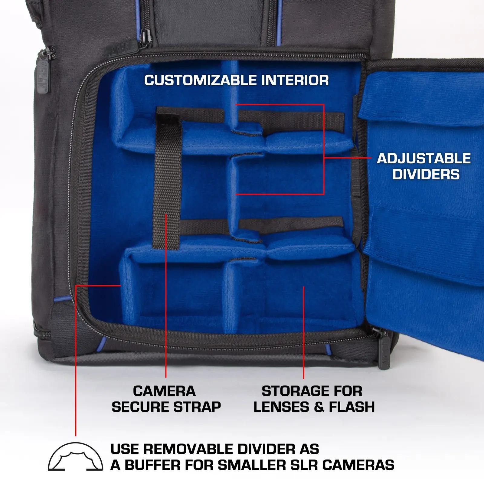 USA Gear vastupidav nylon kaamerakott sülearvutile ja statiivile – lisavaade