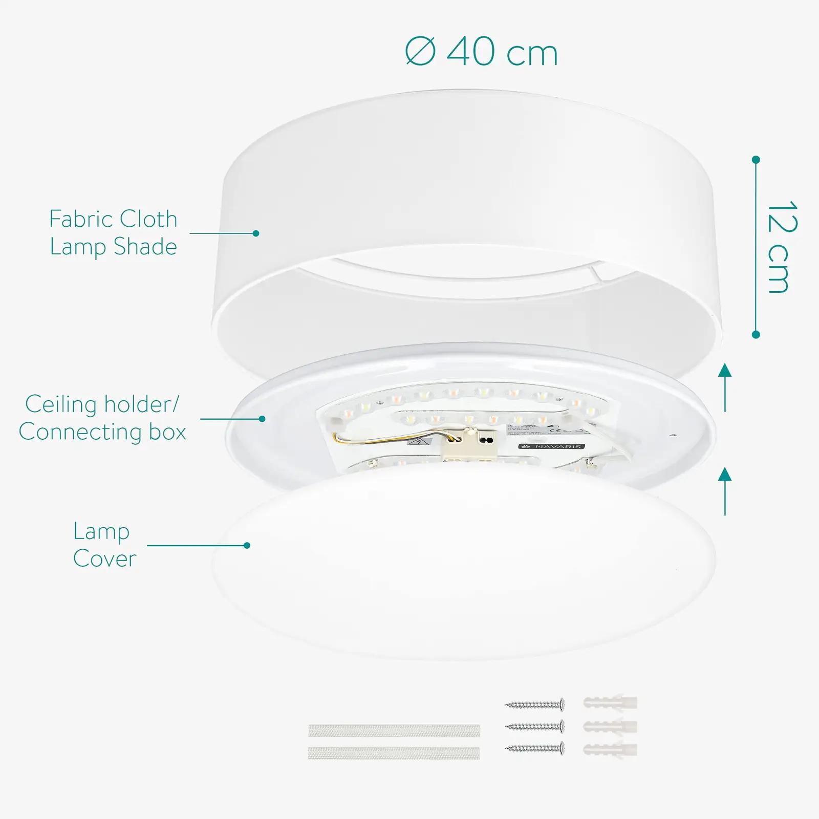 Navaris valgusti 40 cm kangakattega — modernne laelamp dimmeriga – pilt 6