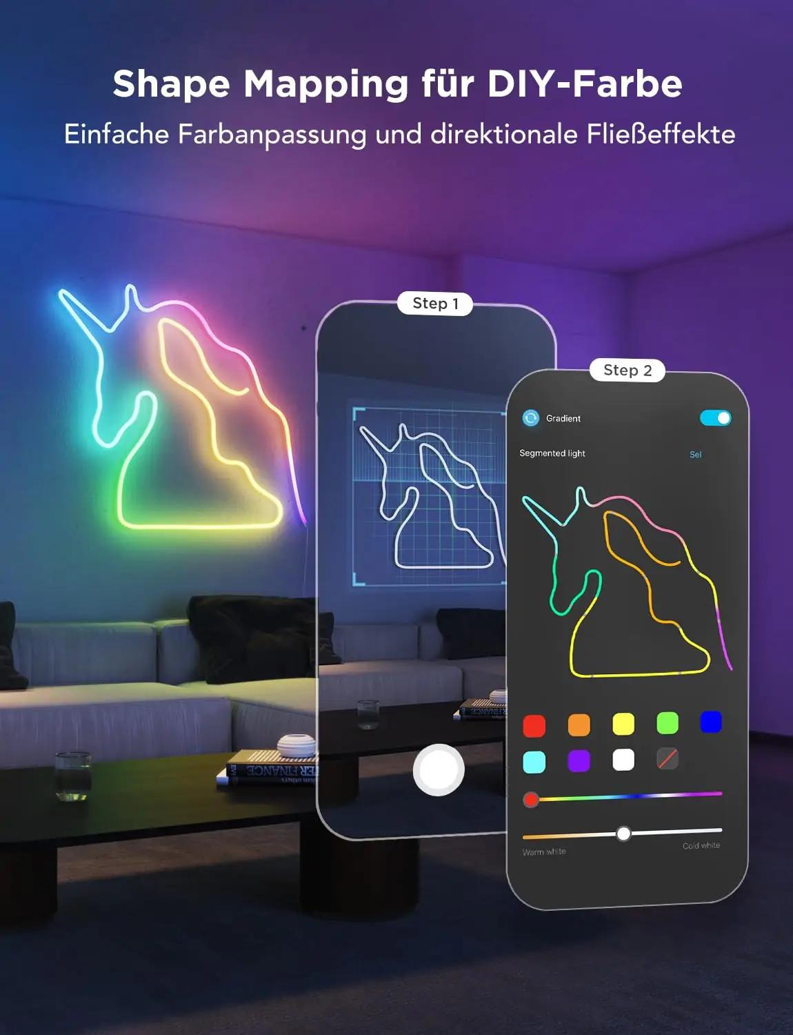 Govee silikoonne Neon Rope Light 5m – painduv seinakaunistus – detailne vaade