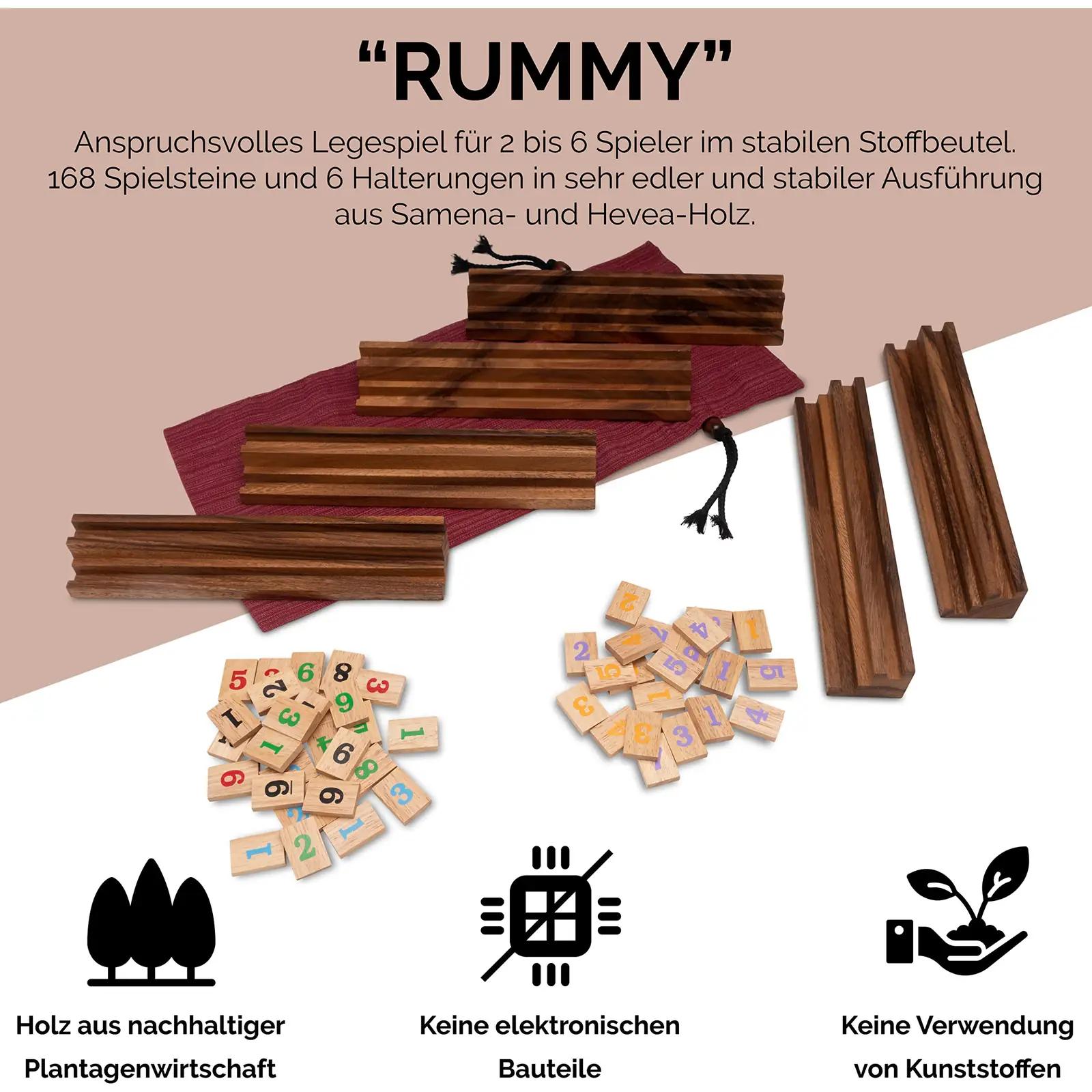 LOGOPLAY puidust seltskonnamäng 6 mängijale – klassikaline Rummy – lisavaade