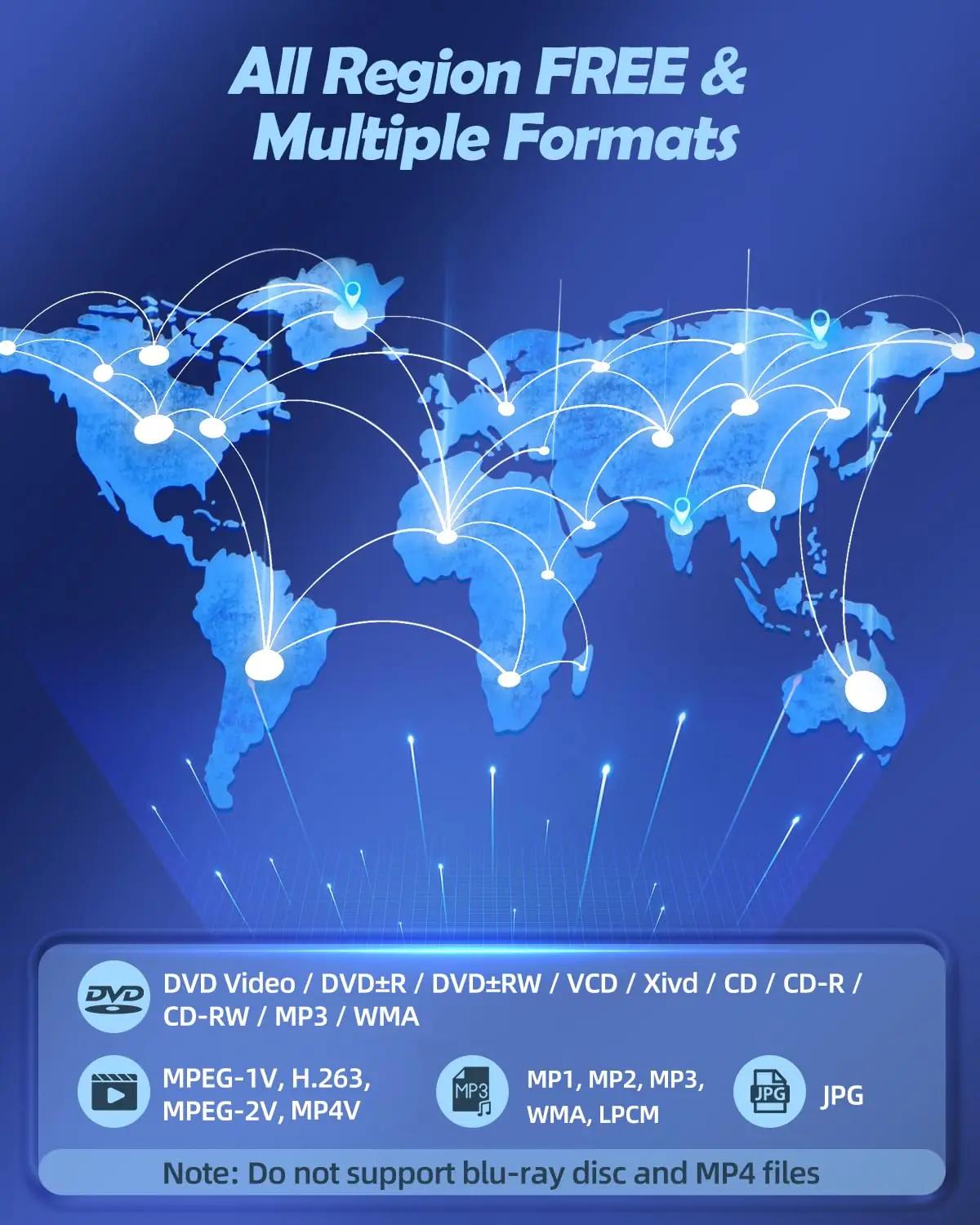 Arafuna valge mini DVD-mängija HDMI 1080p koduseks kasutuseks – pakend ja tarvikud