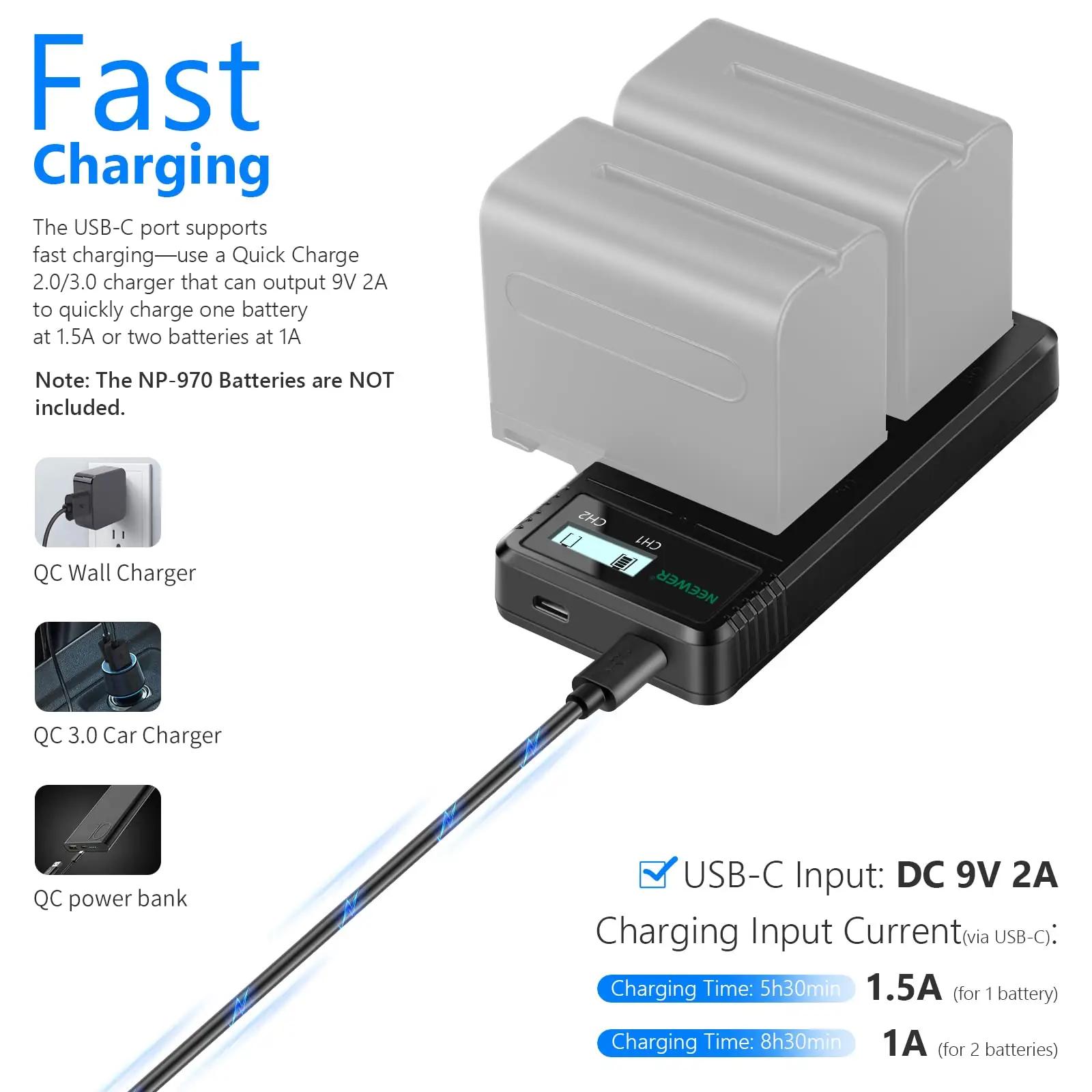 NEEWER kiire topelt USB-laadija Sony NP-F akudele – lisavaade