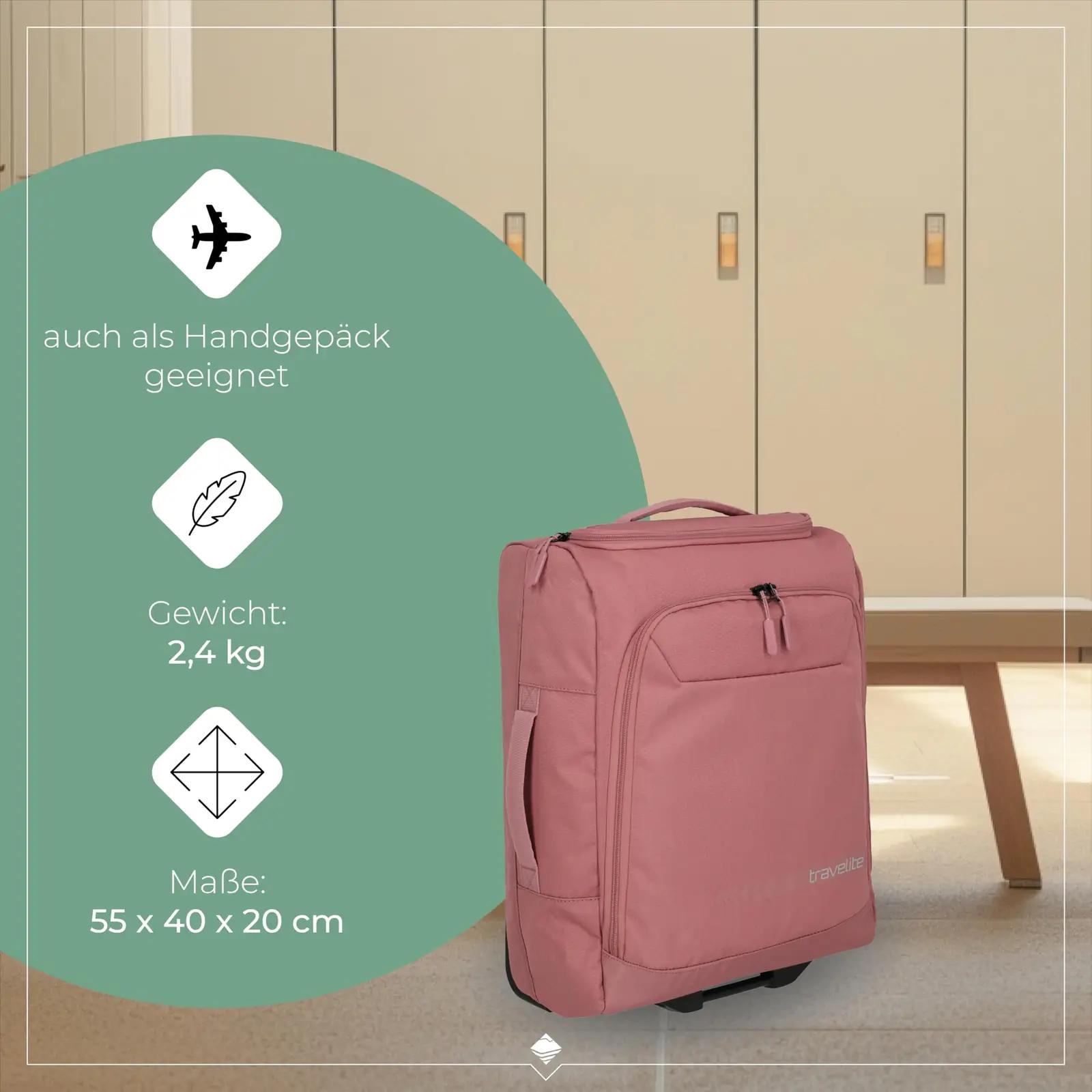 Travelite roosa trolley-reisikott 55 cm – kerge ja praktiline – pakend ja tarvikud