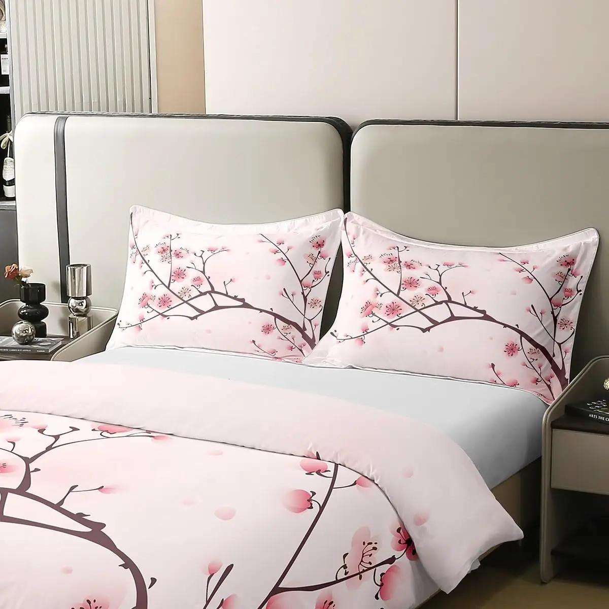 Homewish puuvillane voodipesu 220×240 cm – õrn kirsiõis – kasutusnäide