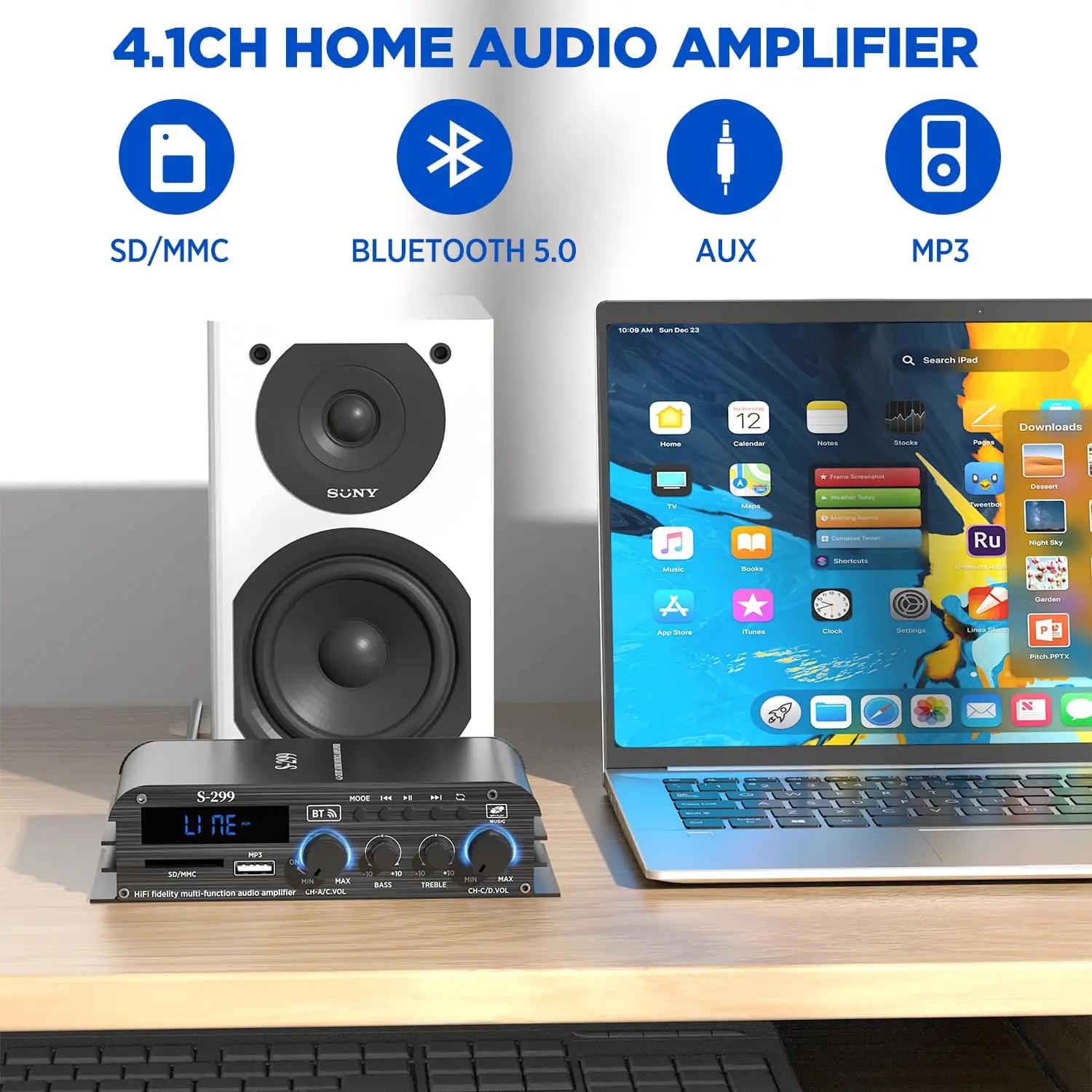 okanemoqi kompaktne 4.1 hifi-võimendi 1600W kodukasutuseks – pakend ja tarvikud