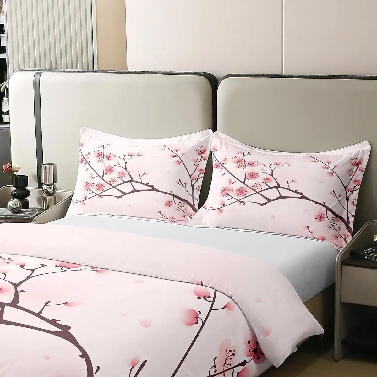 Homewish pehme puuvillane voodipesu 140×200 roosade õitega – kasutusnäide