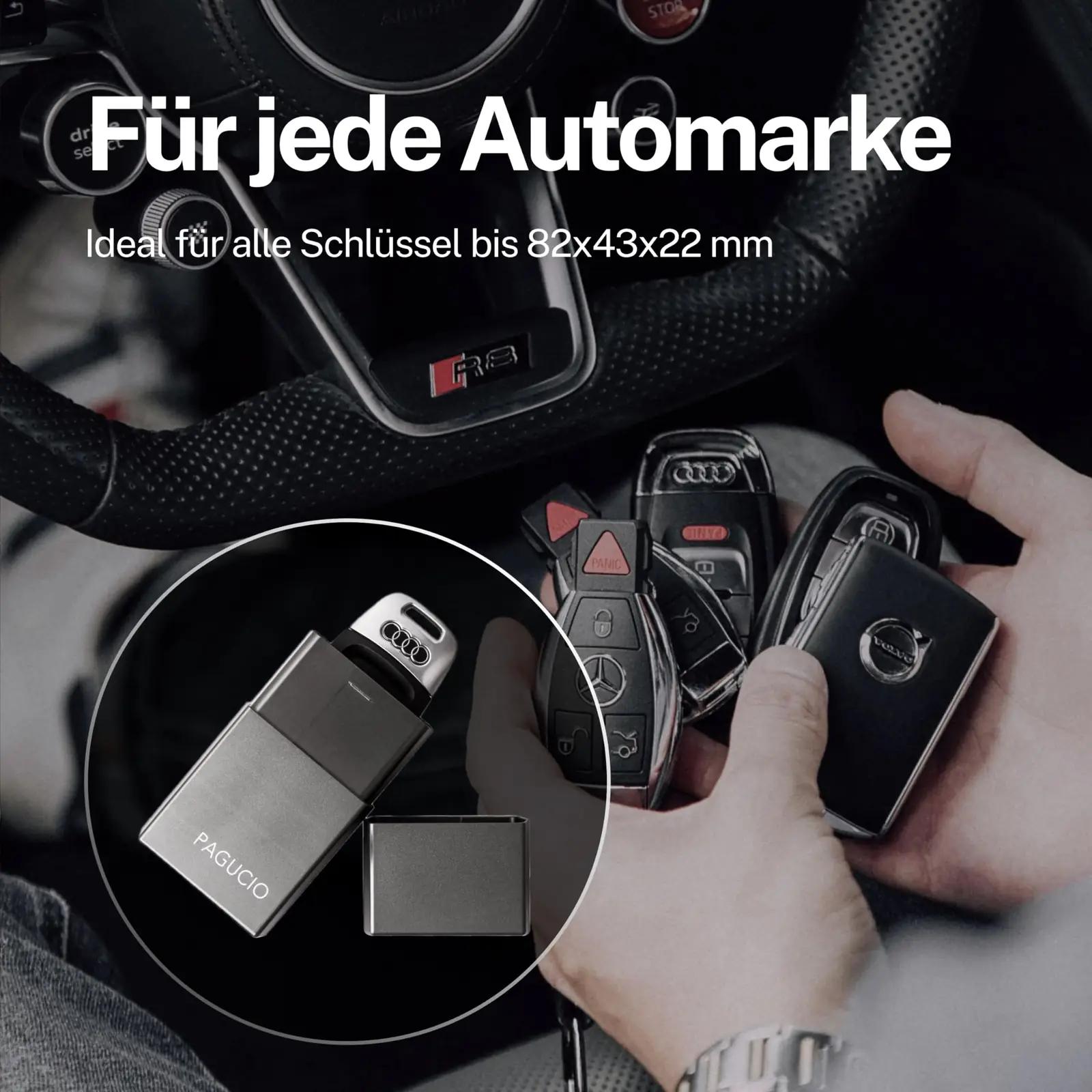 PAGUCIO alumiiniumist võtmehoidja — turvaline Keyless Go kaitse – kasutusnäide