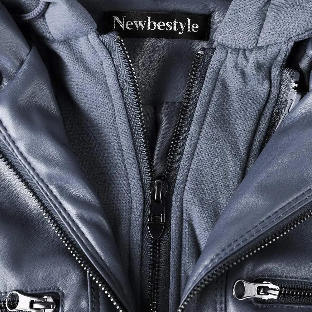 Newbestyle tumekunstnahast motostiilis naistejakk kapuutsiga – lisavaade