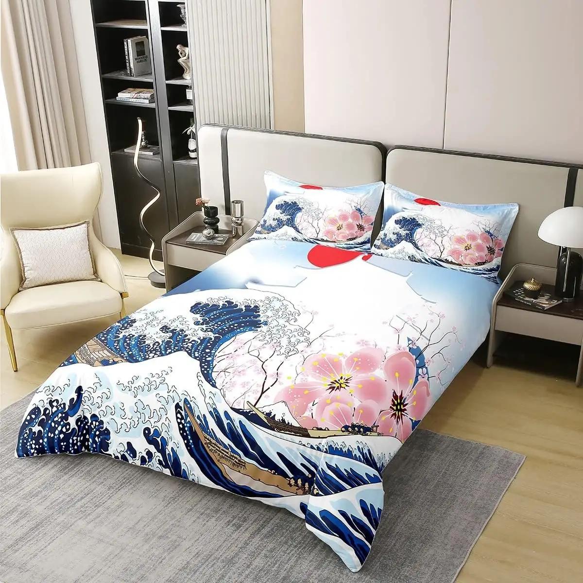 Homewish puuvillane voodipesukomplekt 220×240 cm – ukiyoe stiil – detailne vaade