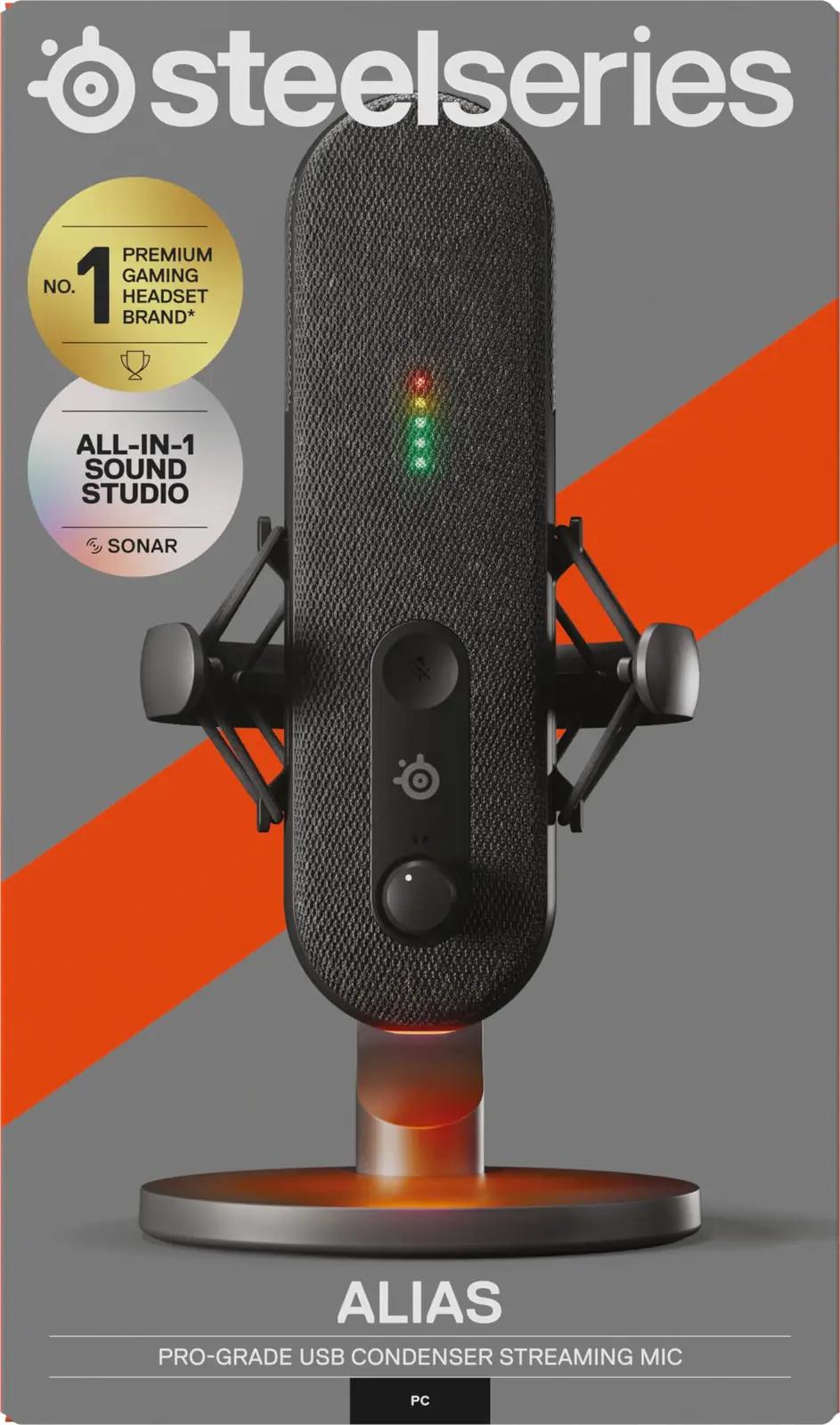 SteelSeries USB-mikrofon Alias — suur kapsel mängimiseks ja – pilt 8