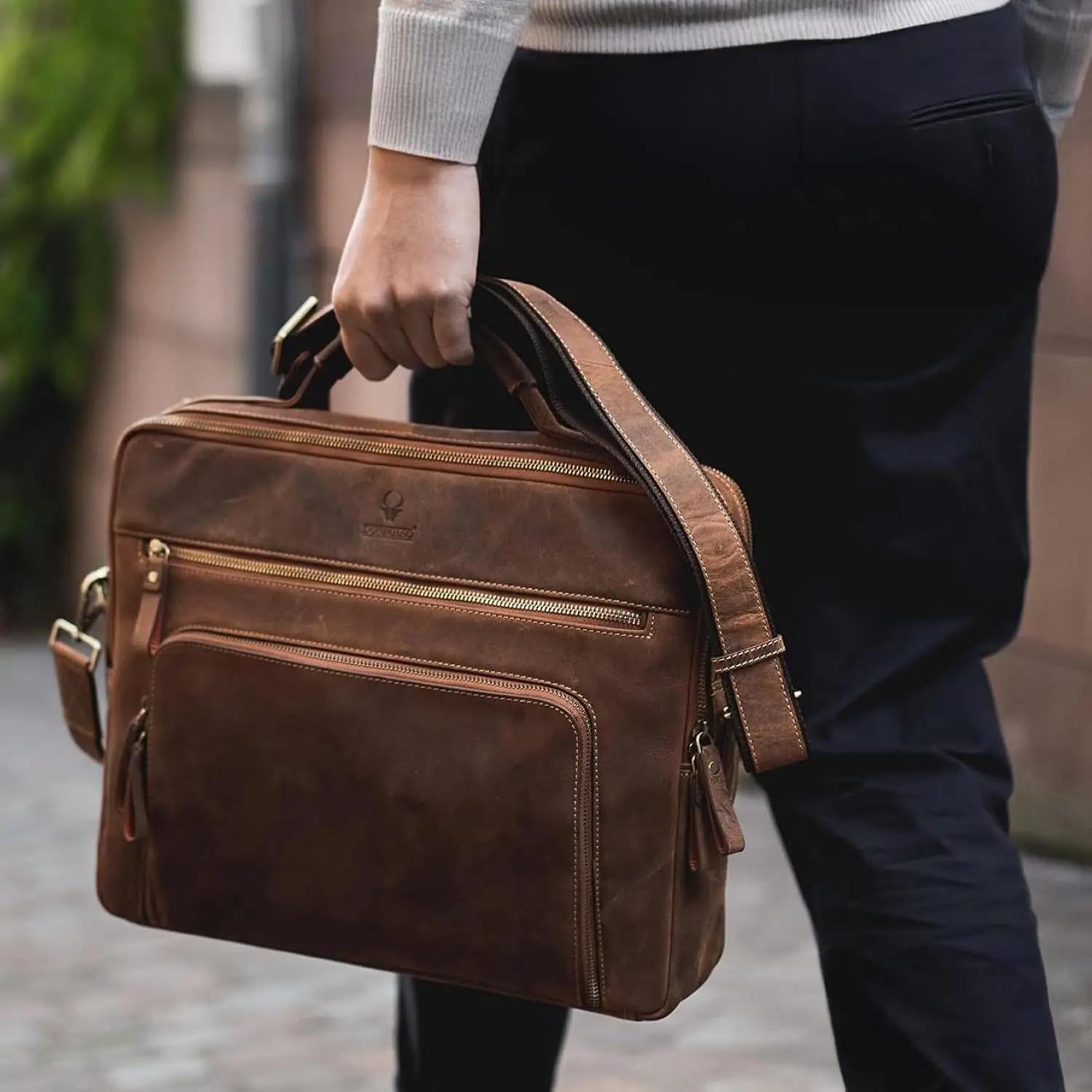 DONBOLSO nahast vintage sülearvutikott – stiilne äritasku – detailne vaade