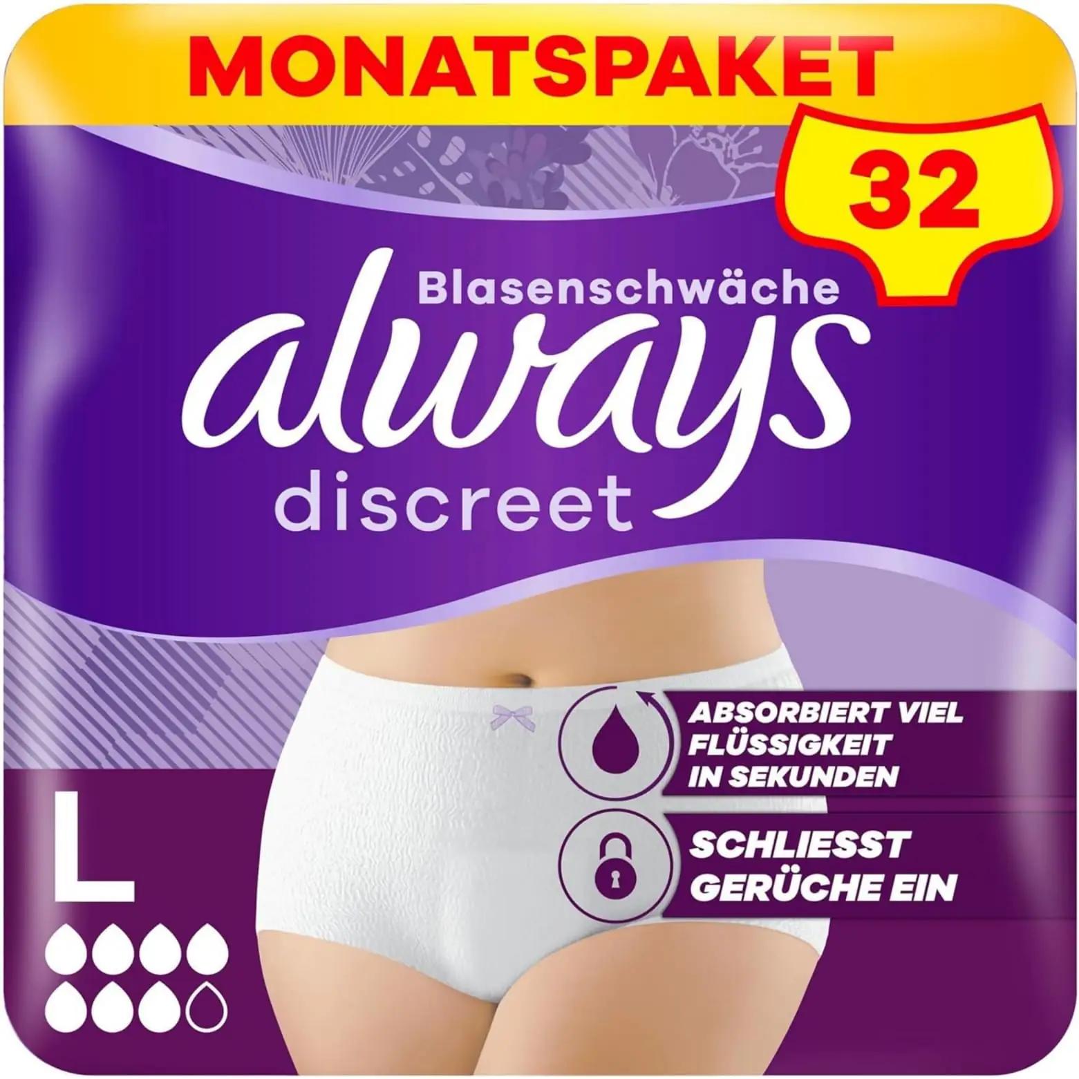 Always Discreet pehme inkontinentsi aluspüksid L