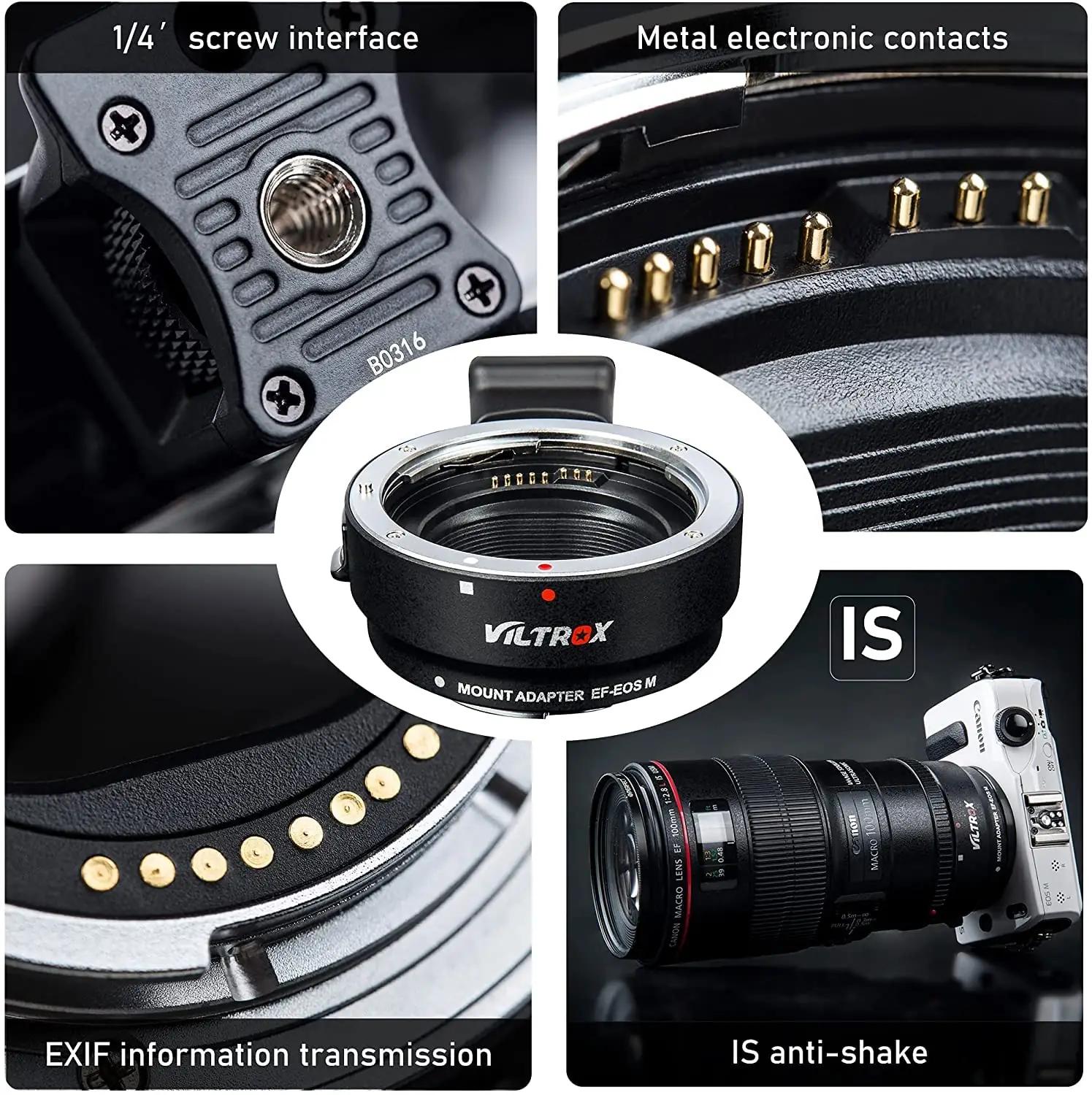 VILTROX adapter EF-EOS M — metallist üleminek Canonile – pakend ja tarvikud