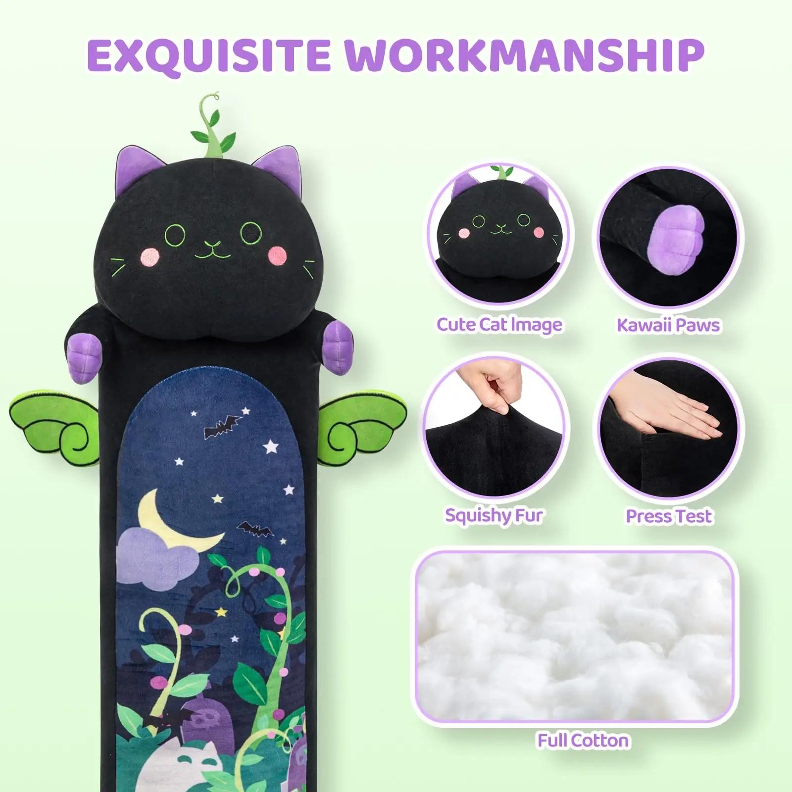 Mewaii pehme mint-kass 110 cm – kaisukõrge plüüs – detailne vaade