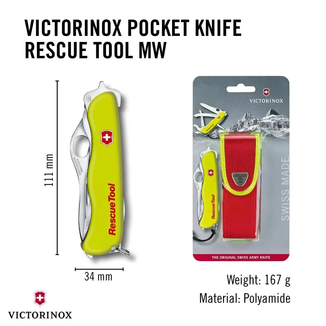 Victorinox vastupidav päästetaskunuga – kollane hädaabi – pakend ja tarvikud